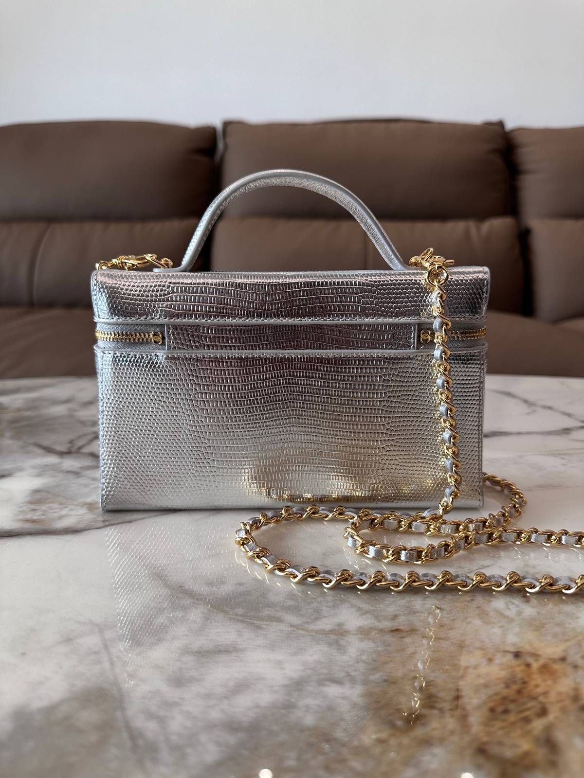 シャネル CHANEL マトラッセ バニティバッグ キャビアスキン ゴールド金具 レザー編み込みチェーン ブラック レデ - 画像 8