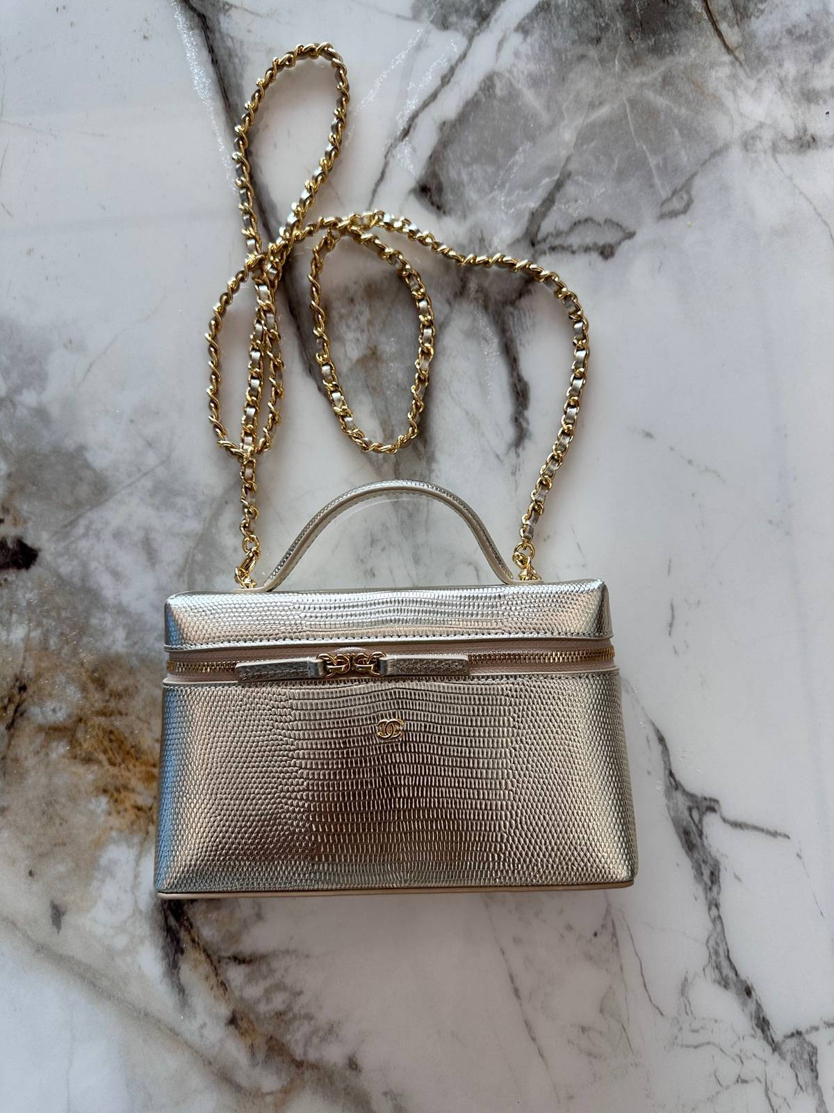 シャネル CHANEL マトラッセ バニティバッグ キャビアスキン ゴールド金具 レザー編み込みチェーン ブラック レデ - 画像 13