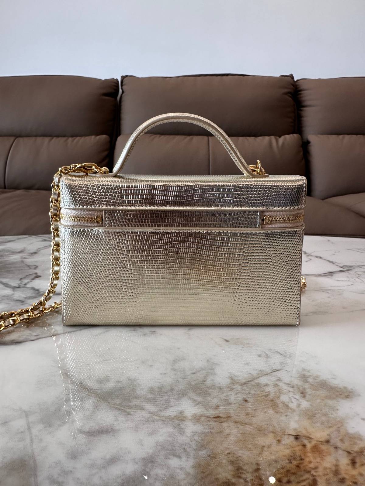 シャネル CHANEL マトラッセ バニティバッグ キャビアスキン ゴールド金具 レザー編み込みチェーン ブラック レデ - 画像 17