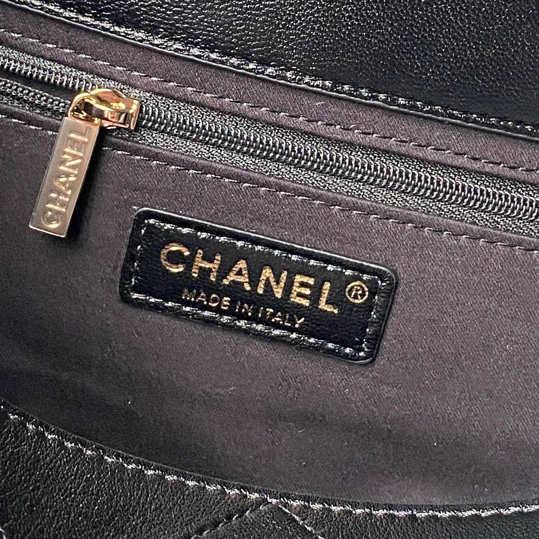 シャネル CHANEL マトラッセ ラムスキン フラップバッグ ゴールド金具 ターンロック レザー編み込みチェーン ブラ - 画像 3