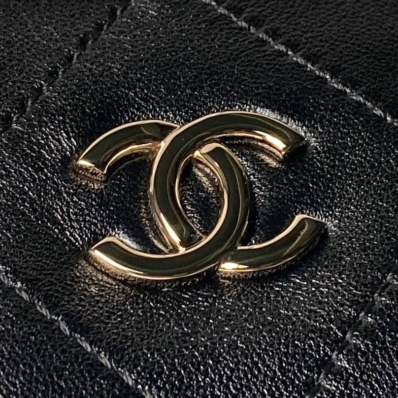 シャネル CHANEL マトラッセ ラムスキン フラップバッグ ゴールド金具 ターンロック レザー編み込みチェーン ブラ - 画像 9
