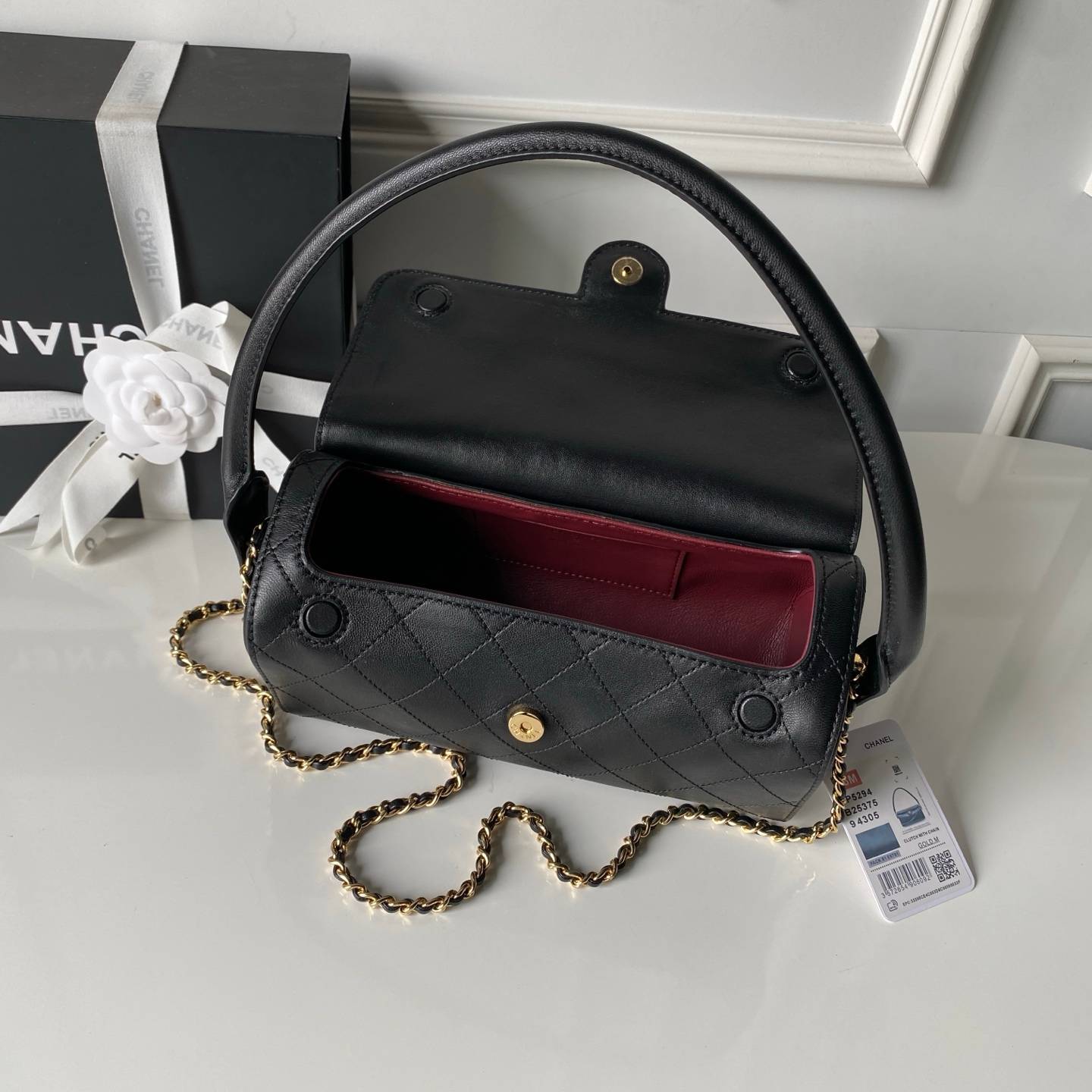 シャネル CHANEL マトラッセ ラムスキン チェーンショルダーバッグ ゴールド金具 ターンロック レディース ブラッ - 画像 4