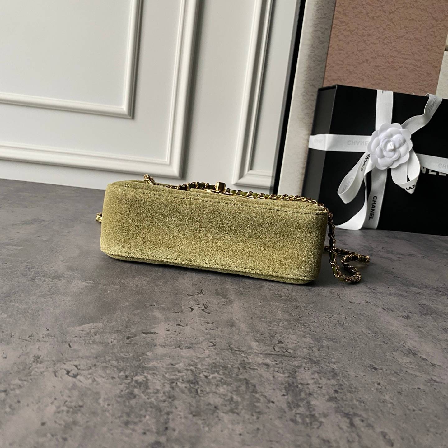 シャネル CHANEL マトラッセ ミニフラップバッグ ラムスキン ゴールド金具 レザー編み込みチェーン ミニバッグ レ - 画像 5