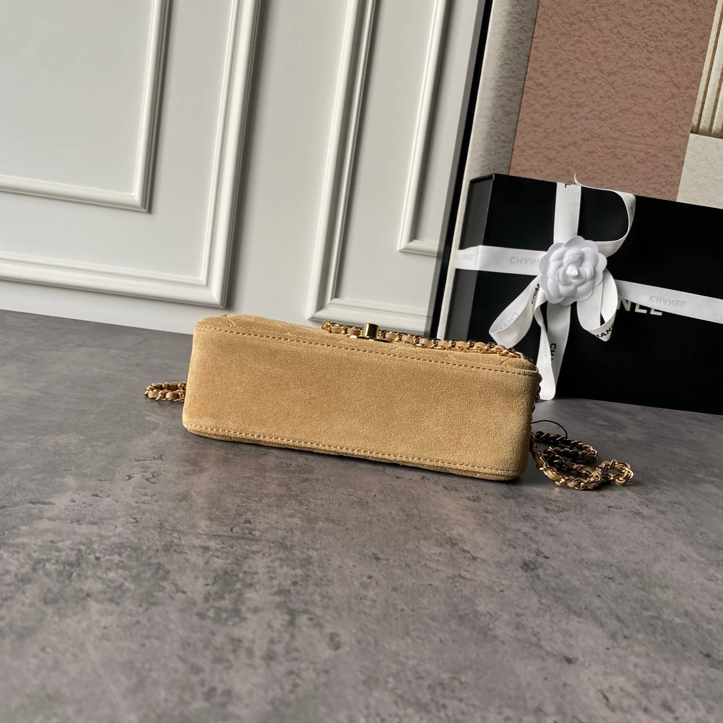 シャネル CHANEL マトラッセ ミニフラップバッグ ラムスキン ゴールド金具 レザー編み込みチェーン ミニバッグ レ - 画像 14