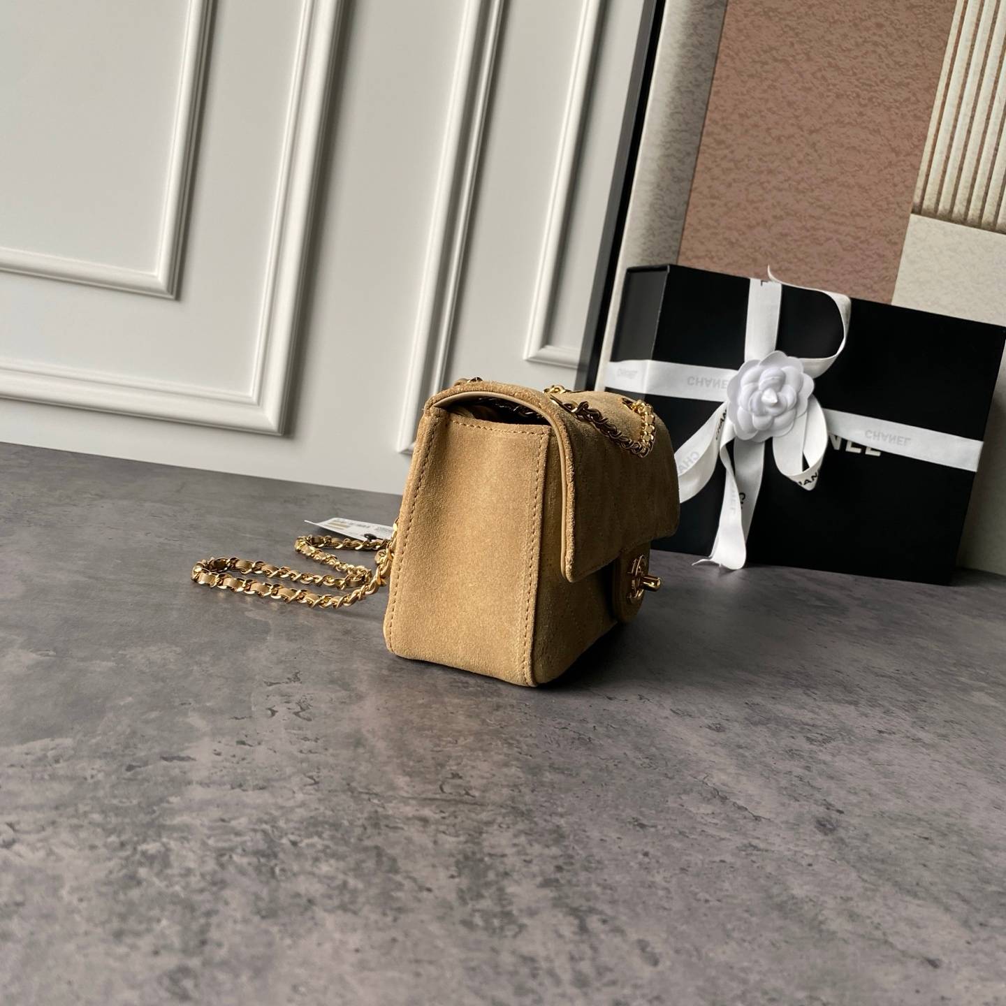シャネル CHANEL マトラッセ ミニフラップバッグ ラムスキン ゴールド金具 レザー編み込みチェーン ミニバッグ レ - 画像 15