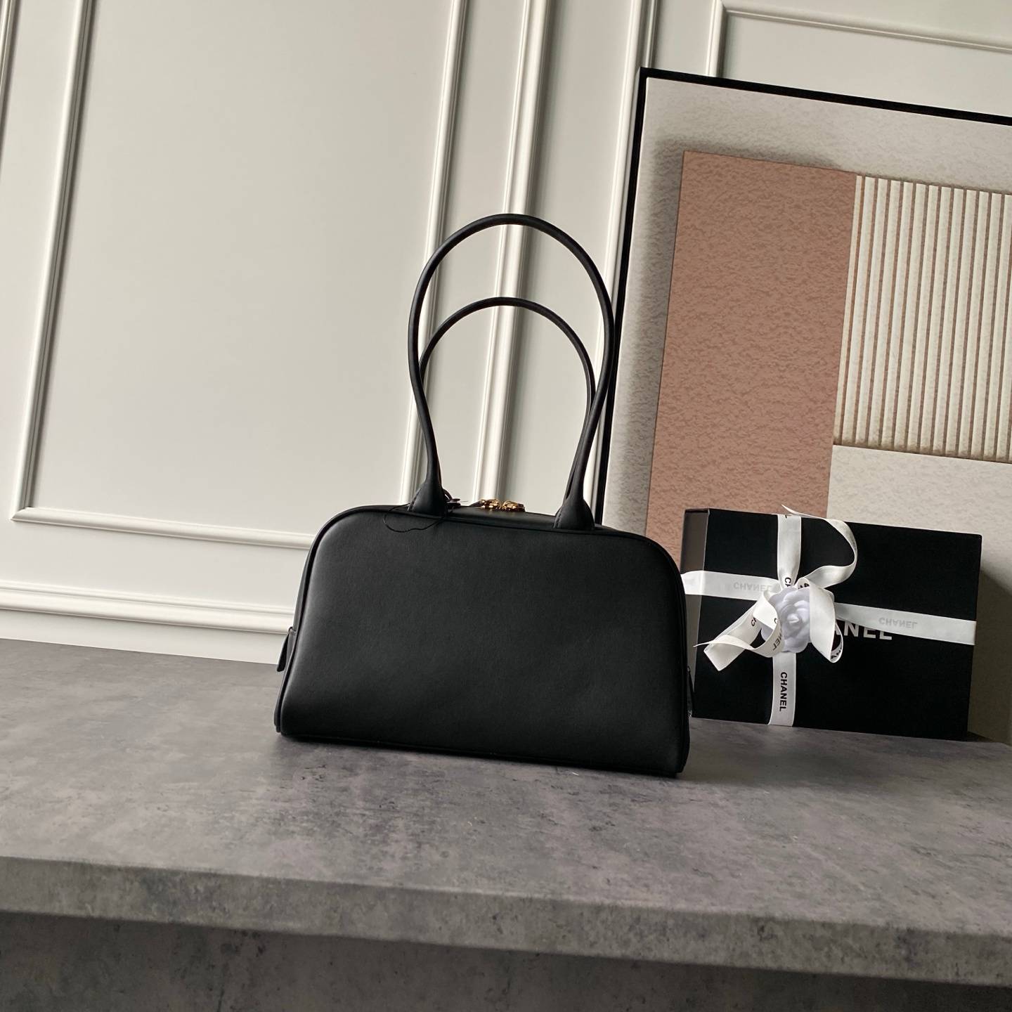 シャネル CHANEL ボストンバッグ マトラッセ ブラックキャビアスキン ゴールド金具 2WAY レディース - 画像 9