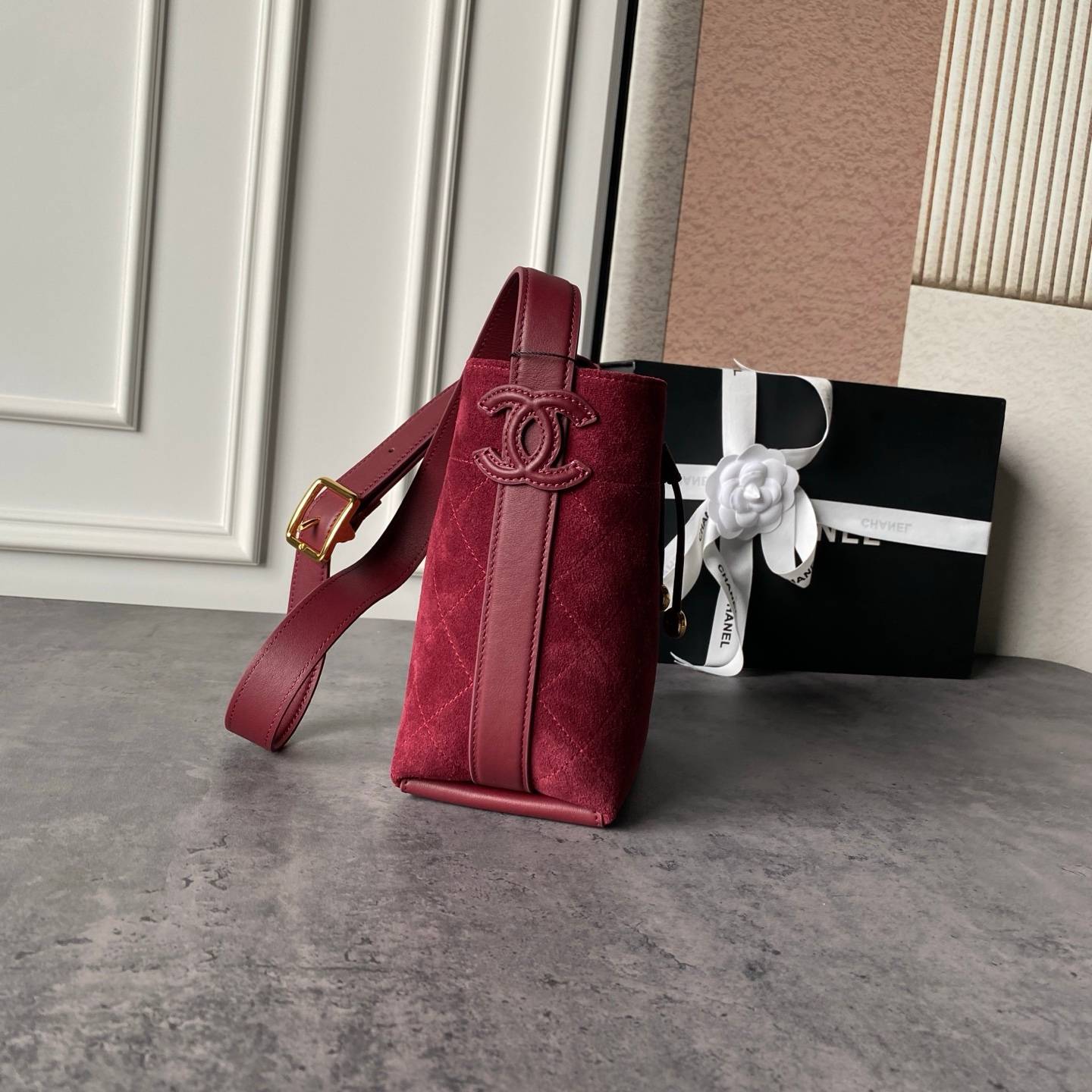 シャネル CHANEL 6537 マトラッセ フラップバッグ レザー編み込みチェーン ゴールド金具 レディース ブラック - 画像 5