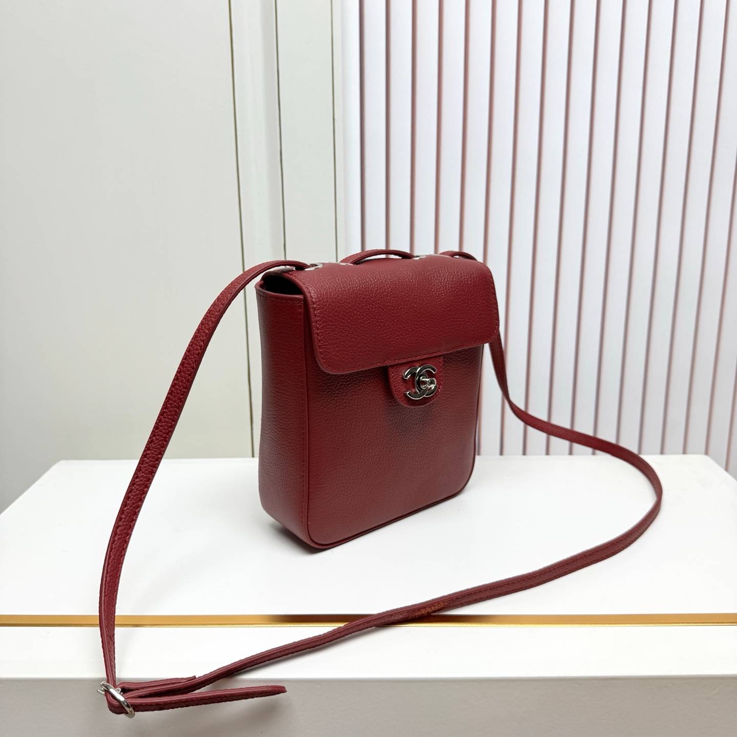シャネル CHANEL 6228 マトラッセ フラップバッグ キャビアスキン シルバー金具 レザー編み込みチェーン 2W - 画像 7
