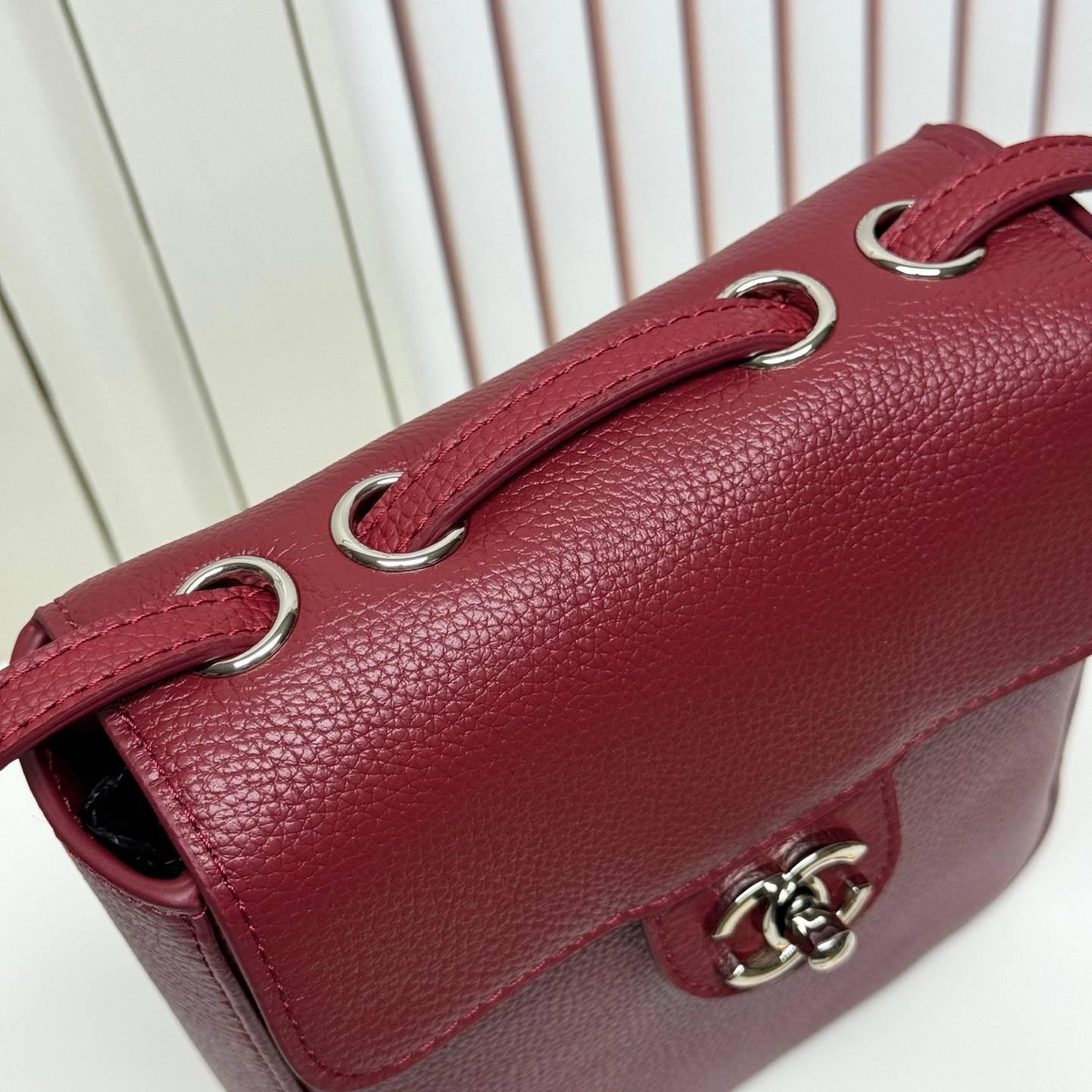 シャネル CHANEL 6228 マトラッセ フラップバッグ キャビアスキン シルバー金具 レザー編み込みチェーン 2W - 画像 8