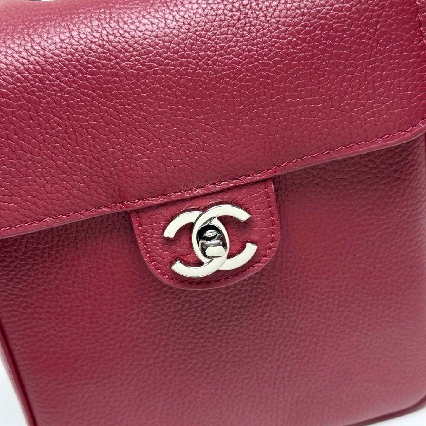 シャネル CHANEL 6228 マトラッセ フラップバッグ キャビアスキン シルバー金具 レザー編み込みチェーン 2W - 画像 9