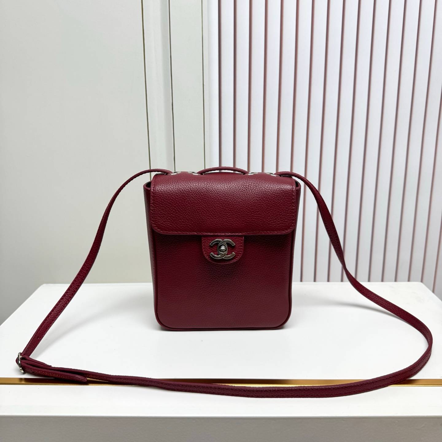 シャネル CHANEL 6228 マトラッセ フラップバッグ キャビアスキン シルバー金具 レザー編み込みチェーン 2W - 画像 10