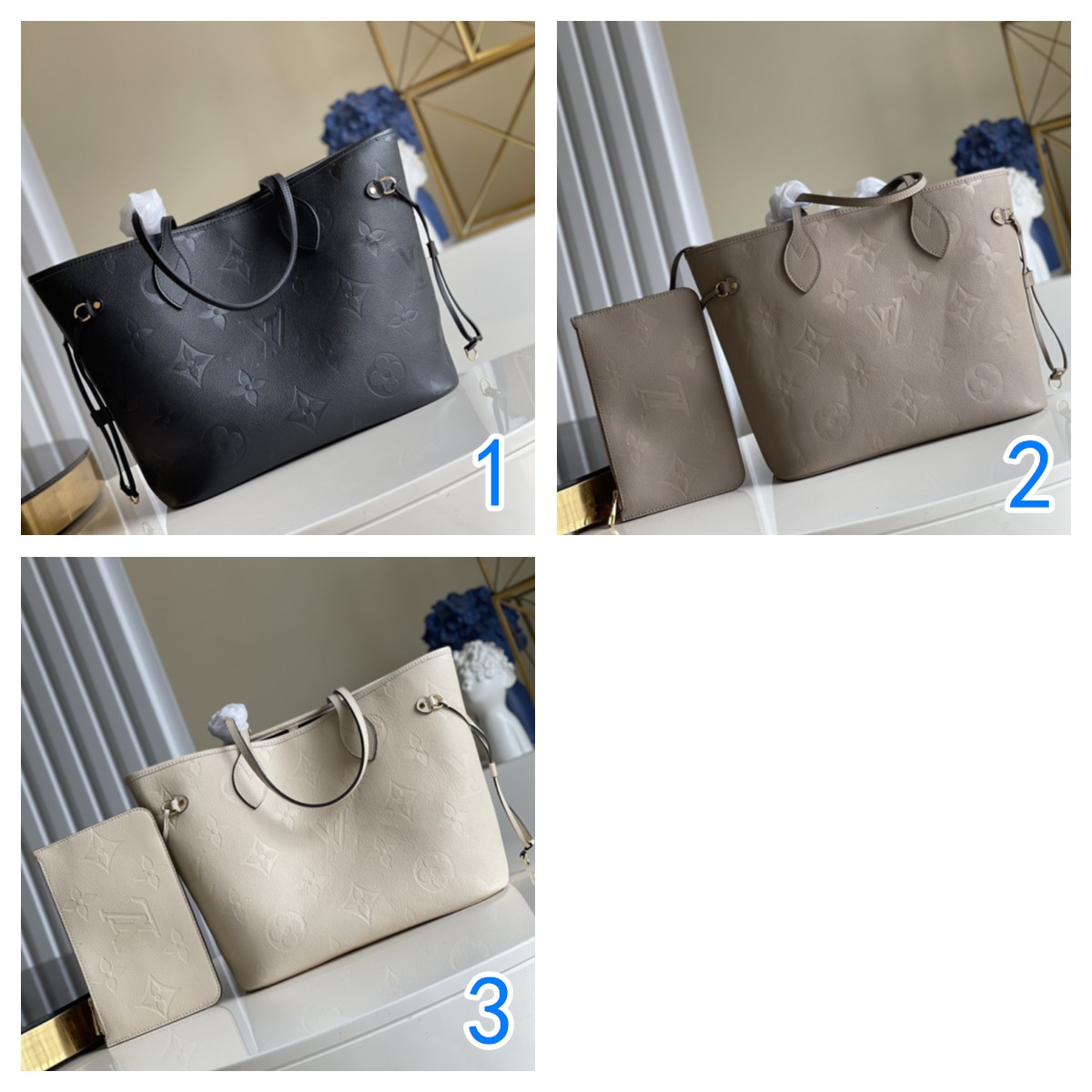 LOUIS VUITTON ルイヴィトン モノグラム ショルダーバッグ ポーチ付き ネヴァーフル MM トートバッグ 3色 レザーバッグ