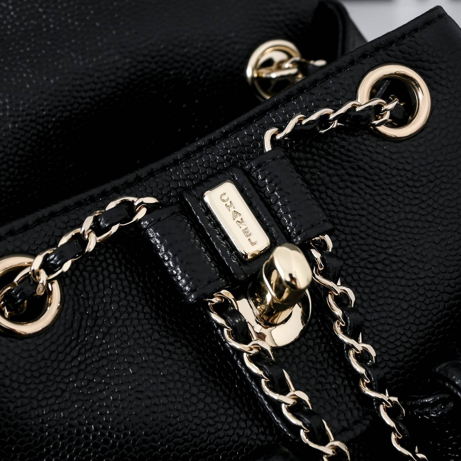 CHANEL シャネル マトラッセ キャビアスキン ミニリュック バックパック シャンパンゴールド金具 2WAY ブラッ - 画像 5