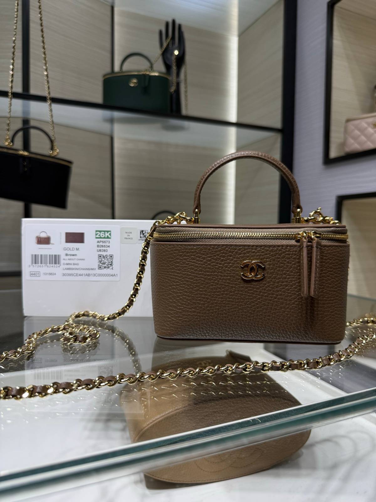 シャネル CHANEL マトラッセ バニティバッグ キャビアスキン ゴールド金具 ミラー付き レディース - 画像 10