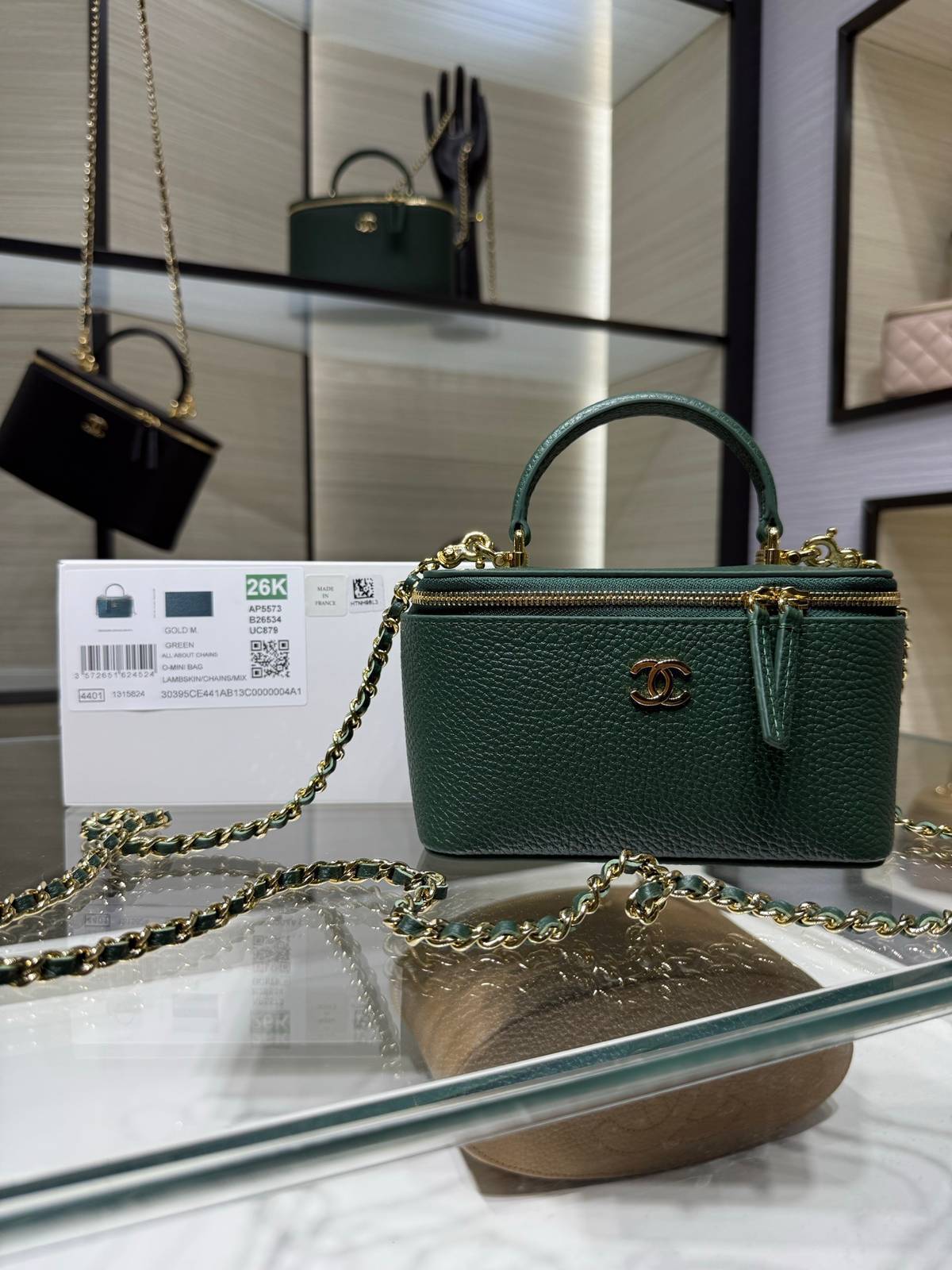 シャネル CHANEL マトラッセ バニティバッグ キャビアスキン ゴールド金具 ミラー付き レディース - 画像 19