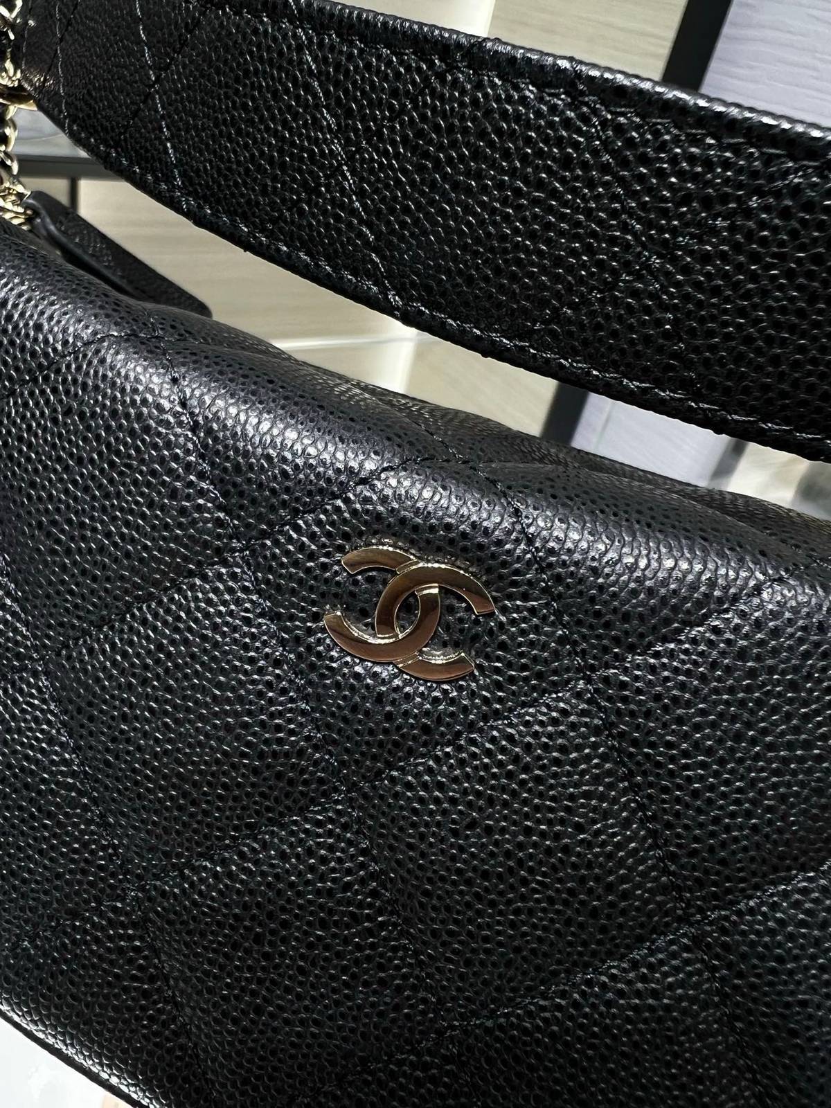 シャネル AP5094Y マトラッセ チェーンショルダーバッグ キャビアスキン ブラック ゴールド金具 レディース - 画像 6