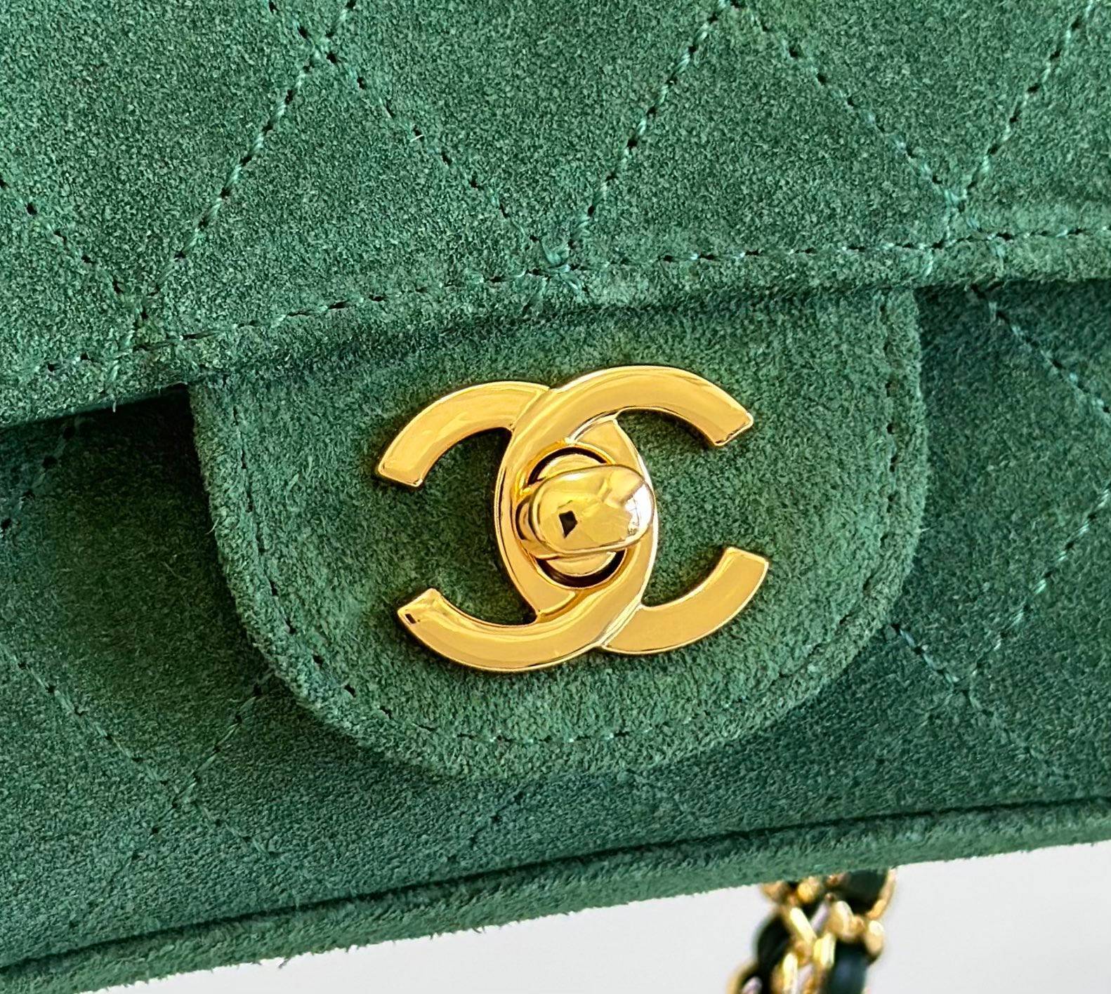 CHANEL シャネル マトラッセ ラムスキン フラップバッグ ゴールド金具 ミニバッグ グリーン レディース - 画像 5