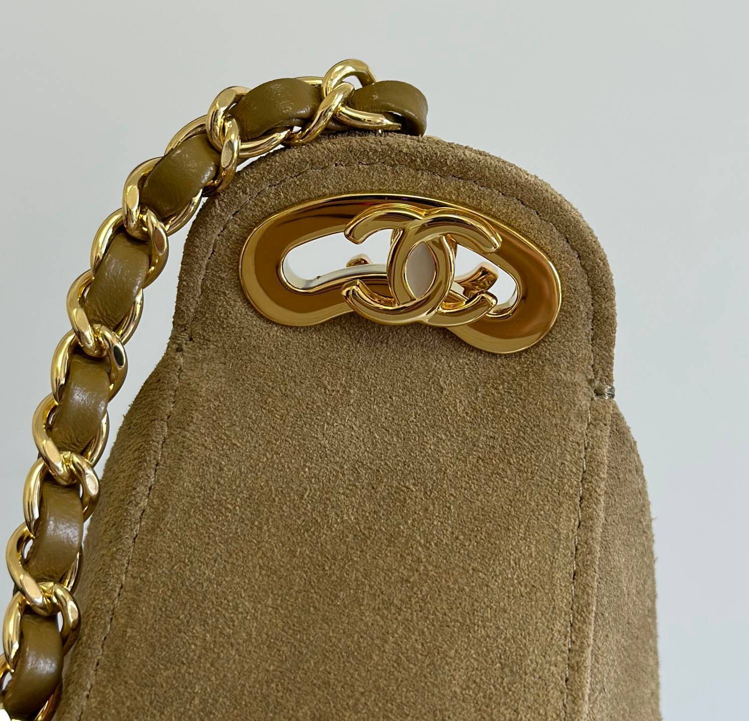 シャネル 6614 ミニマトラッセ ハンドバッグ ラムスキン ゴールド金具 レザー編み込みチェーン ミラー付き レディー - 画像 5