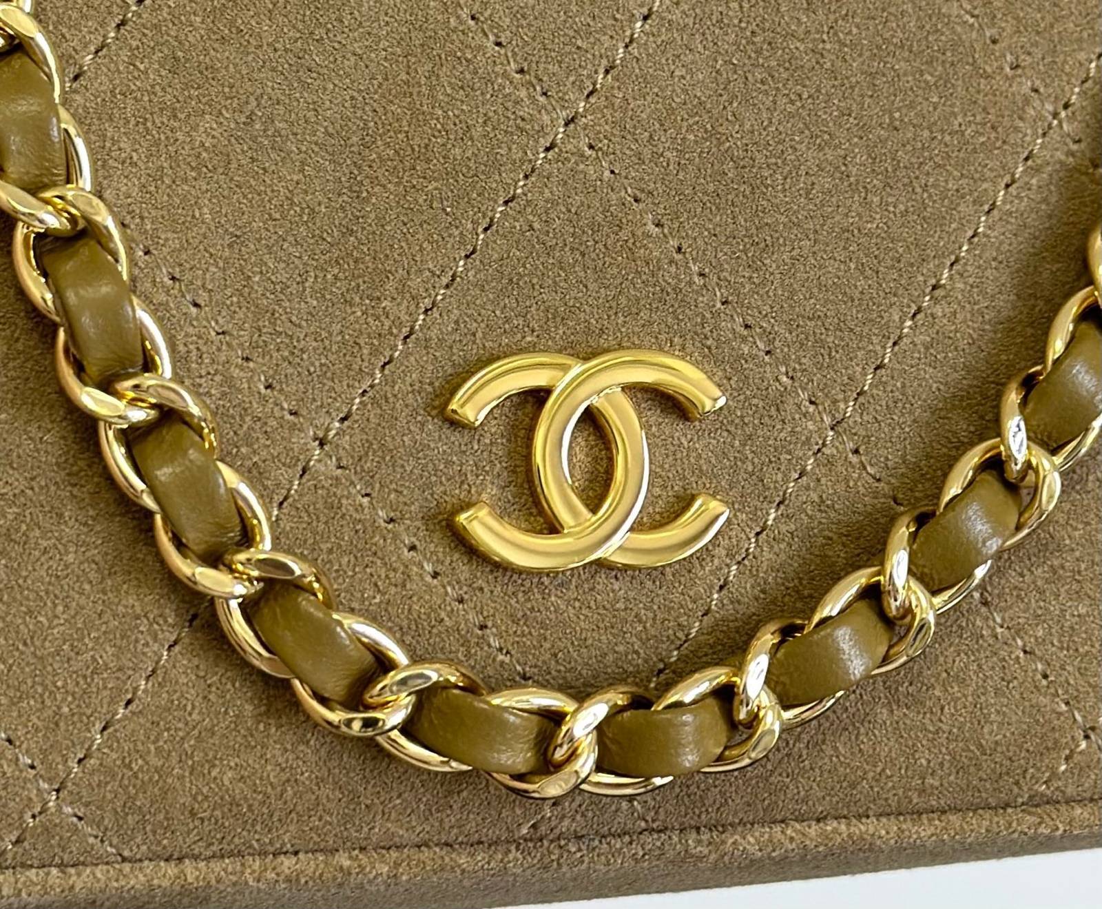 シャネル 6614 ミニマトラッセ ハンドバッグ ラムスキン ゴールド金具 レザー編み込みチェーン ミラー付き レディー - 画像 6