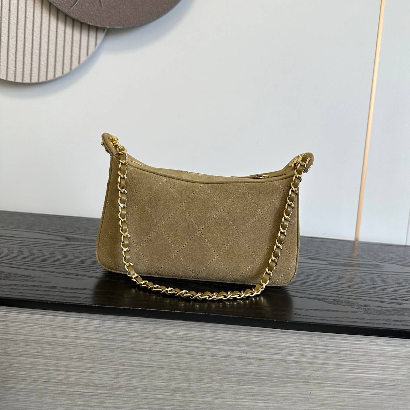 シャネル 6614 ミニマトラッセ ハンドバッグ ラムスキン ゴールド金具 レザー編み込みチェーン ミラー付き レディー - 画像 8