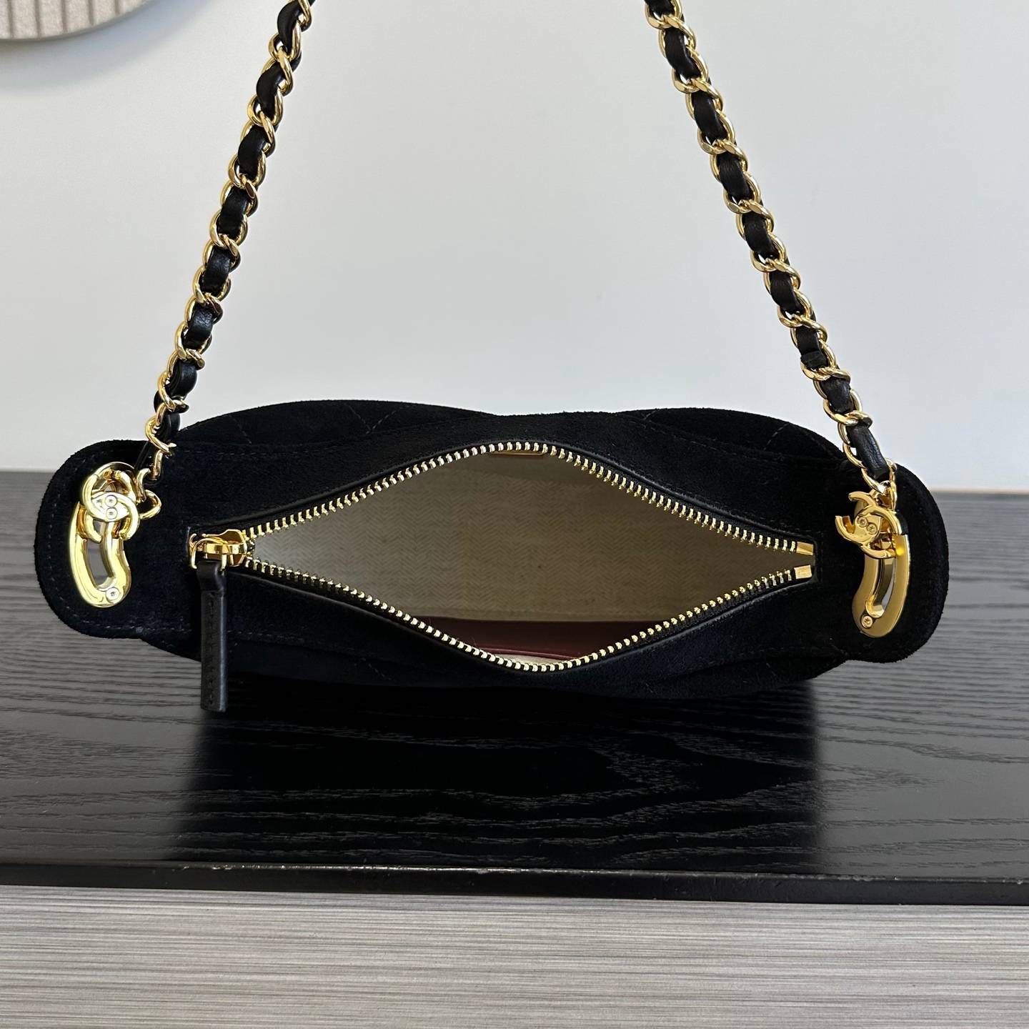 シャネル 6614 ミニマトラッセ ハンドバッグ ラムスキン ゴールド金具 レザー編み込みチェーン ミラー付き レディー - 画像 12