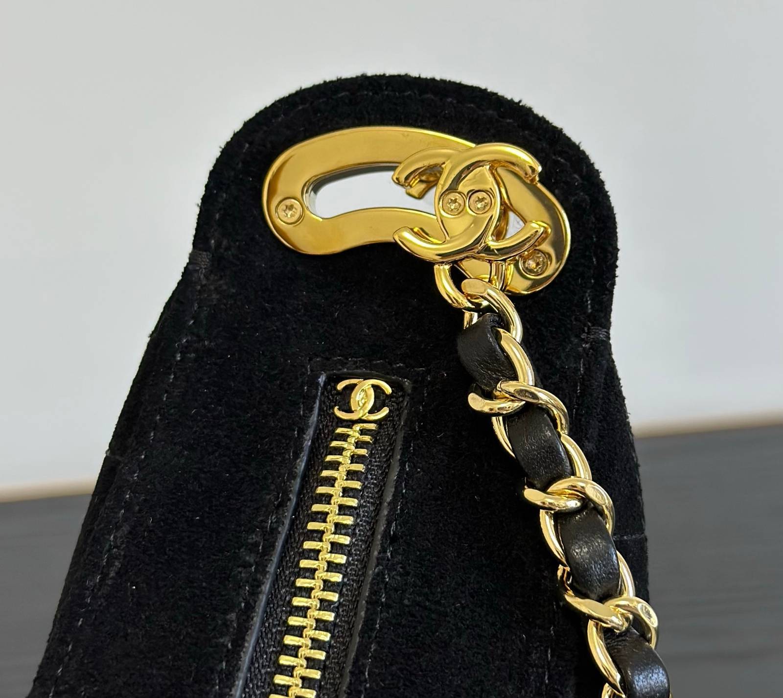 シャネル 6614 ミニマトラッセ ハンドバッグ ラムスキン ゴールド金具 レザー編み込みチェーン ミラー付き レディー - 画像 13
