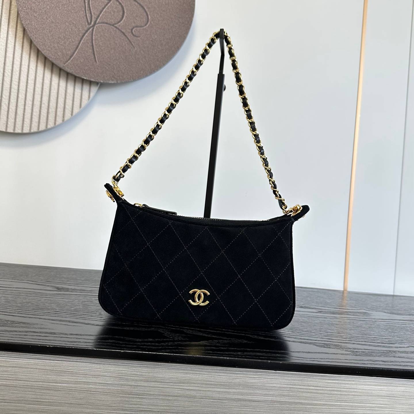 シャネル 6614 ミニマトラッセ ハンドバッグ ラムスキン ゴールド金具 レザー編み込みチェーン ミラー付き レディー - 画像 19