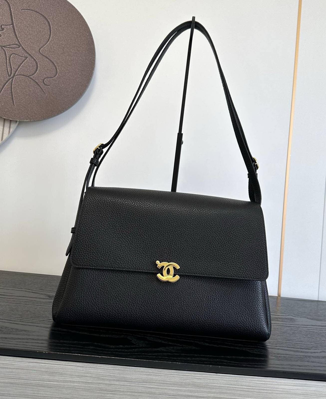 シャネル CHANEL マトラッセ チェーンショルダーバッグ キャビアスキン ゴールド金具 レディース ブラック ホワイ - 画像 10