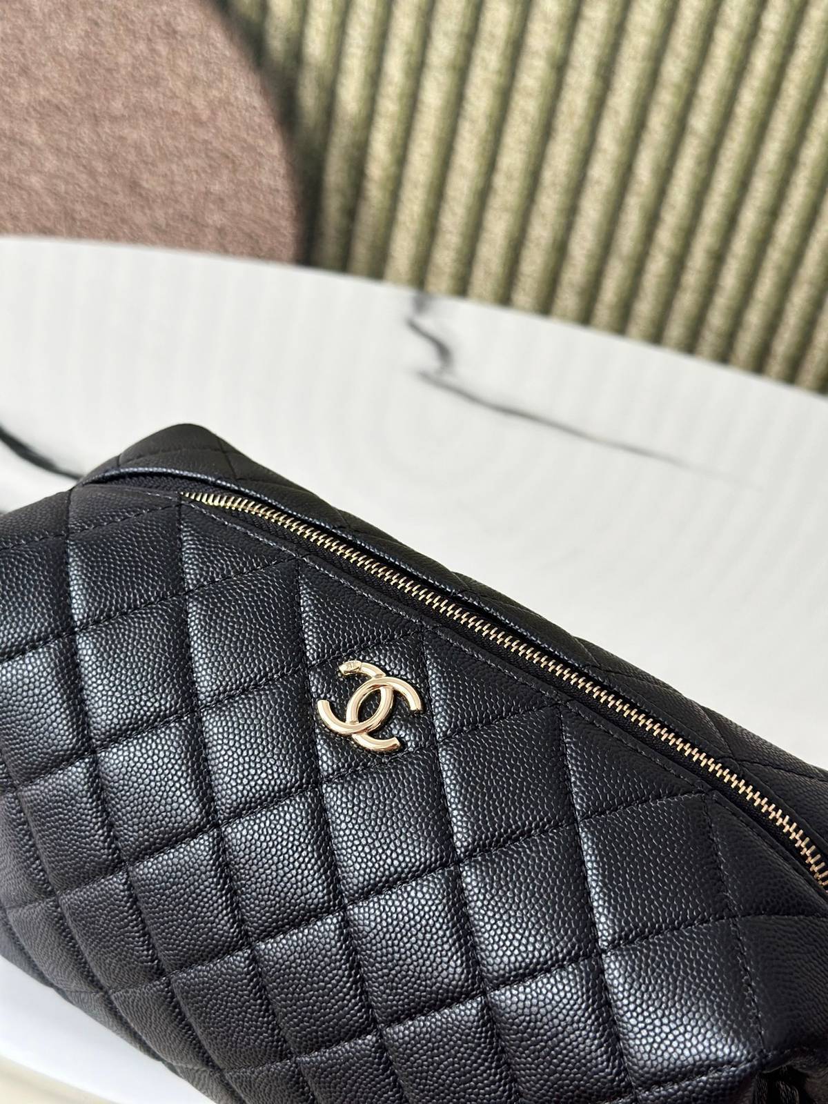 シャネル CHANEL マトラッセ キャビアスキン チェーンウォレット ヴァニティ ボルドー裏地 ブラック金具 レディー - 画像 7
