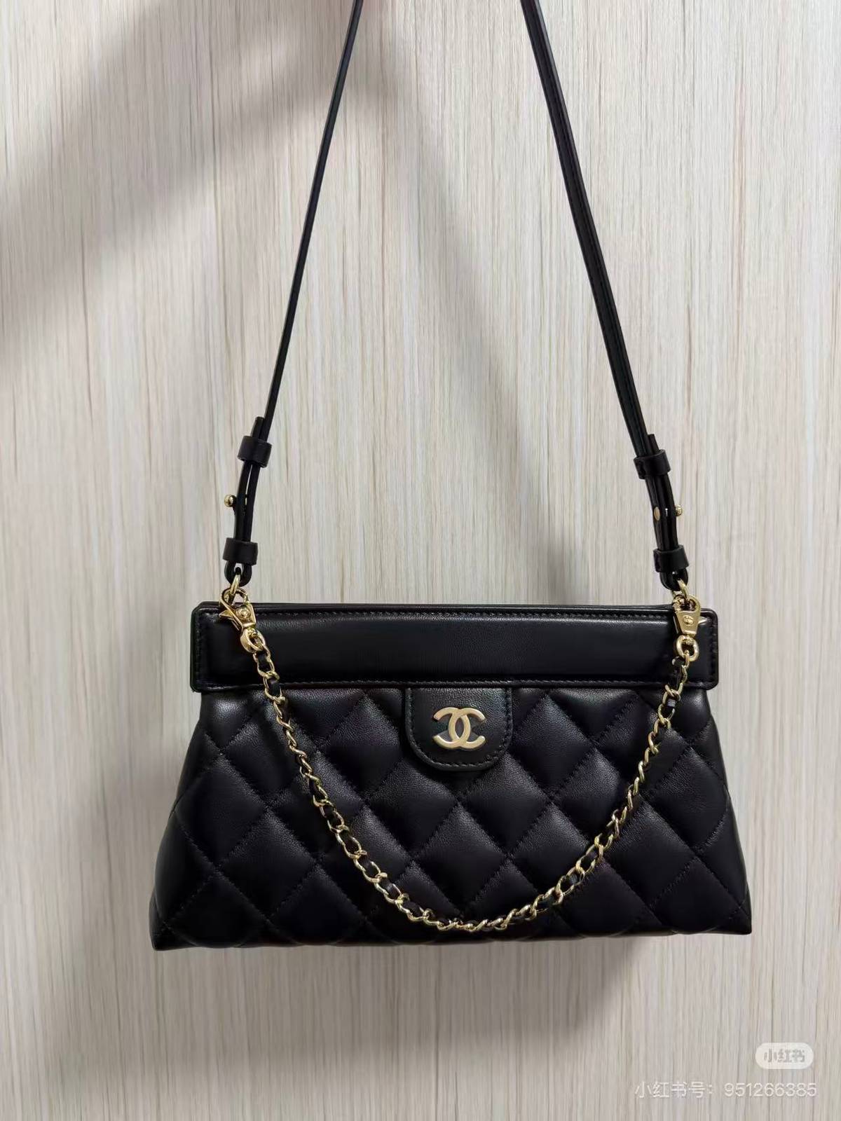 シャネル 5540 マトラッセ ラムスキン チェーンショルダーバッグ ブラック ベージュ ヴィンテージゴールド金具 レデ - 画像 7