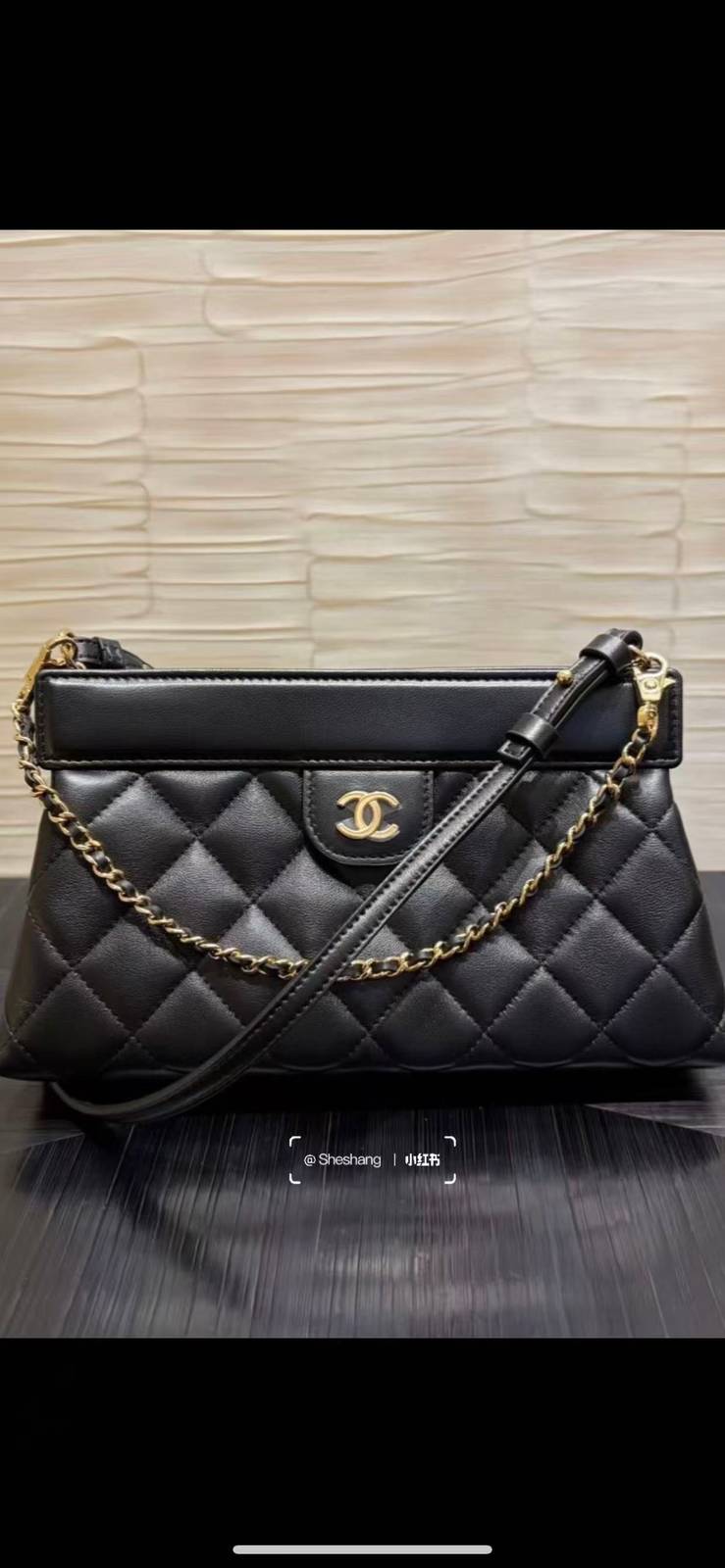 シャネル 5540 マトラッセ ラムスキン チェーンショルダーバッグ ブラック ベージュ ヴィンテージゴールド金具 レデ - 画像 9