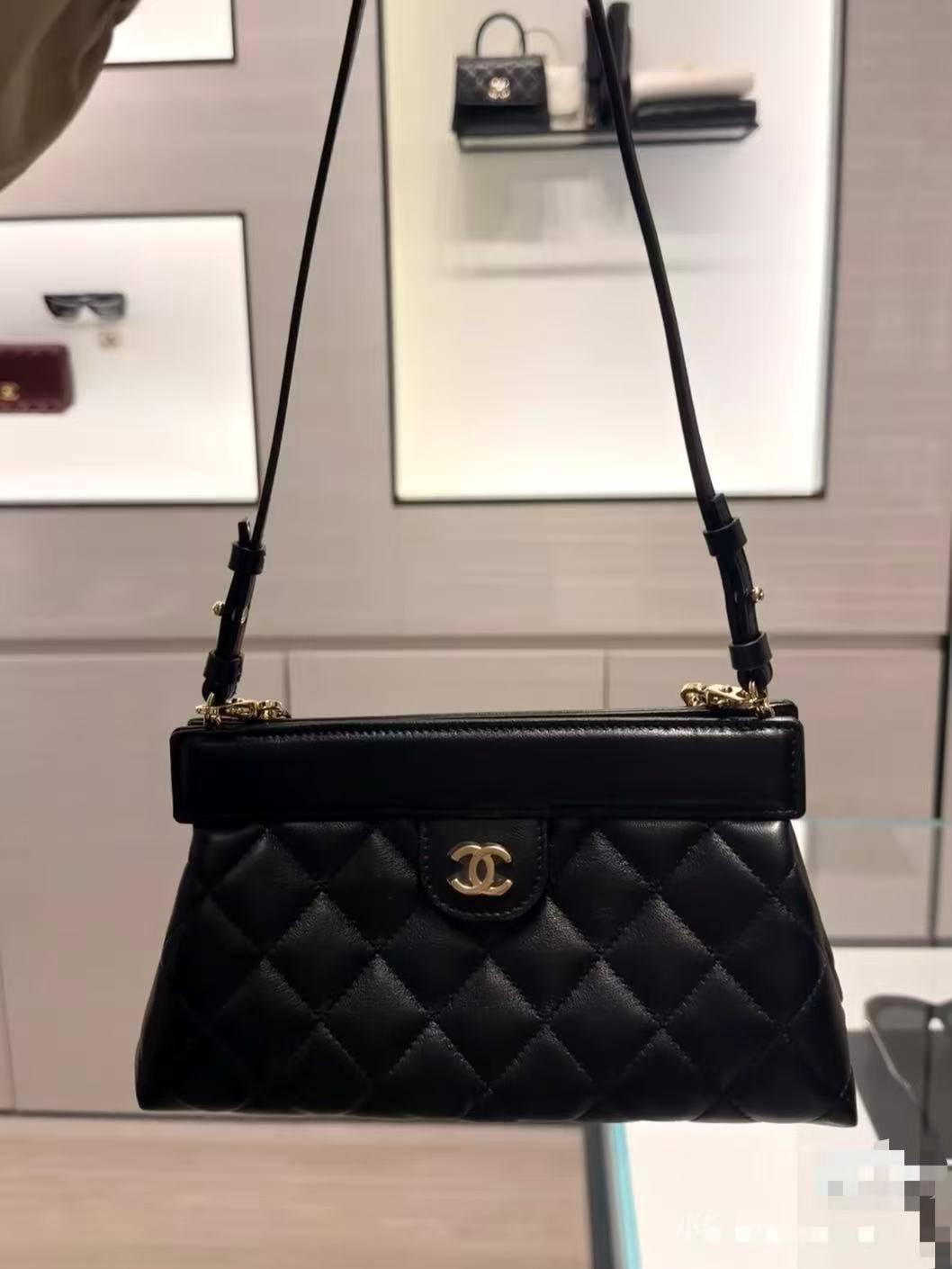 シャネル 5540 マトラッセ ラムスキン チェーンショルダーバッグ ブラック ベージュ ヴィンテージゴールド金具 レデ - 画像 12