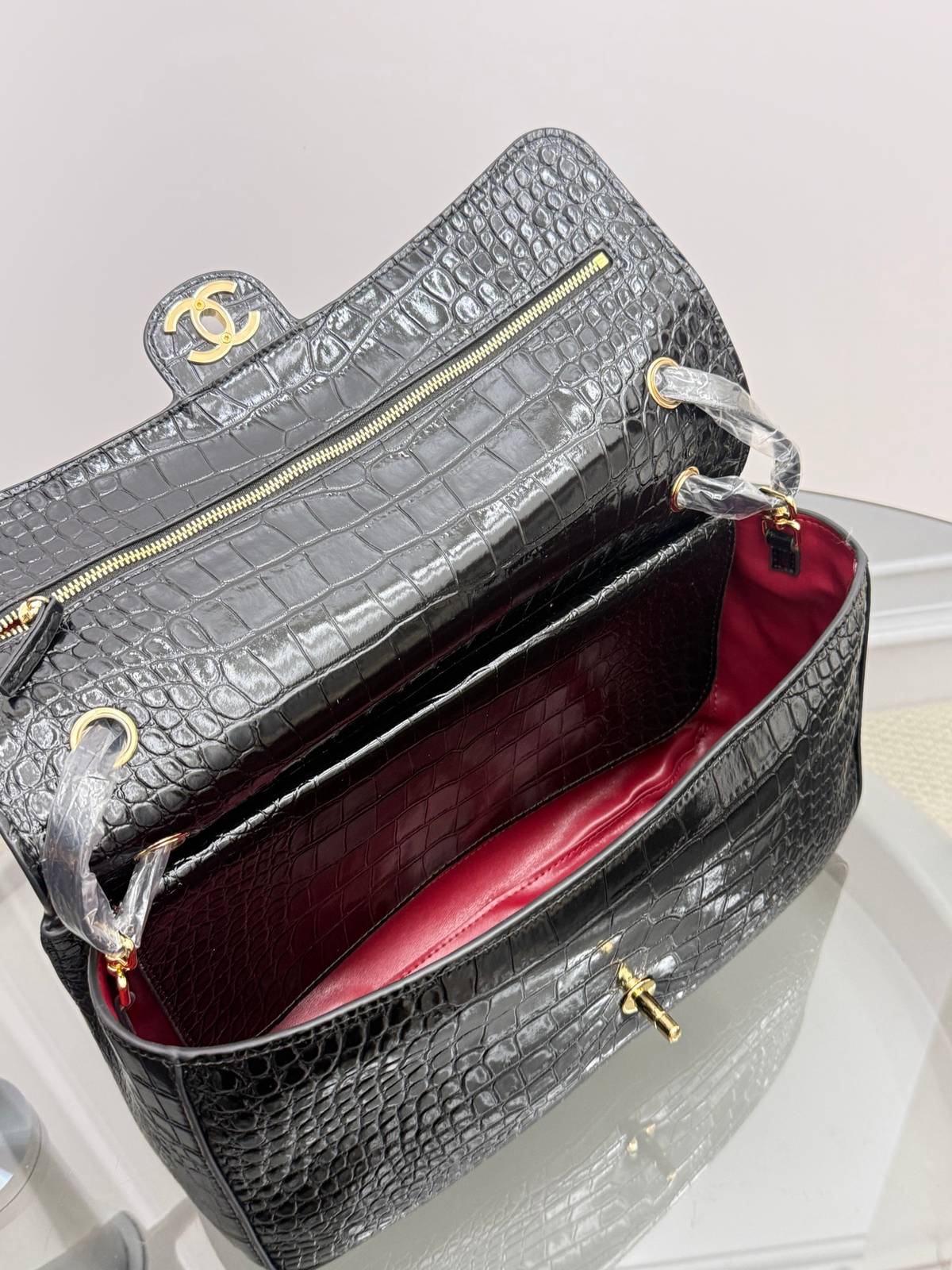シャネル CHANEL キャビアスキン マトラッセ フラップバッグ ゴールド金具 ターンロック レザー編み込みチェーン - 画像 5