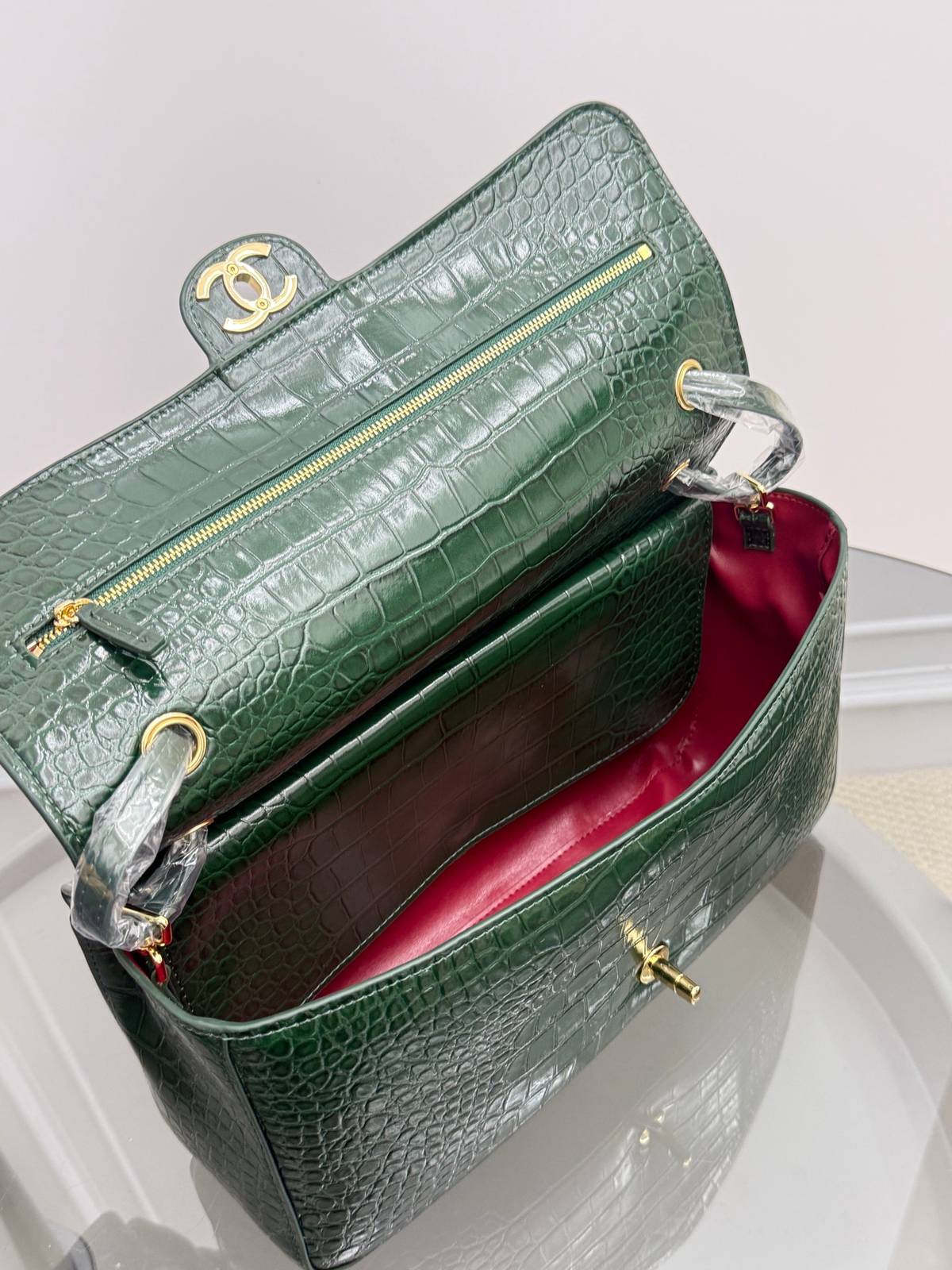 シャネル CHANEL キャビアスキン マトラッセ フラップバッグ ゴールド金具 ターンロック レザー編み込みチェーン - 画像 14