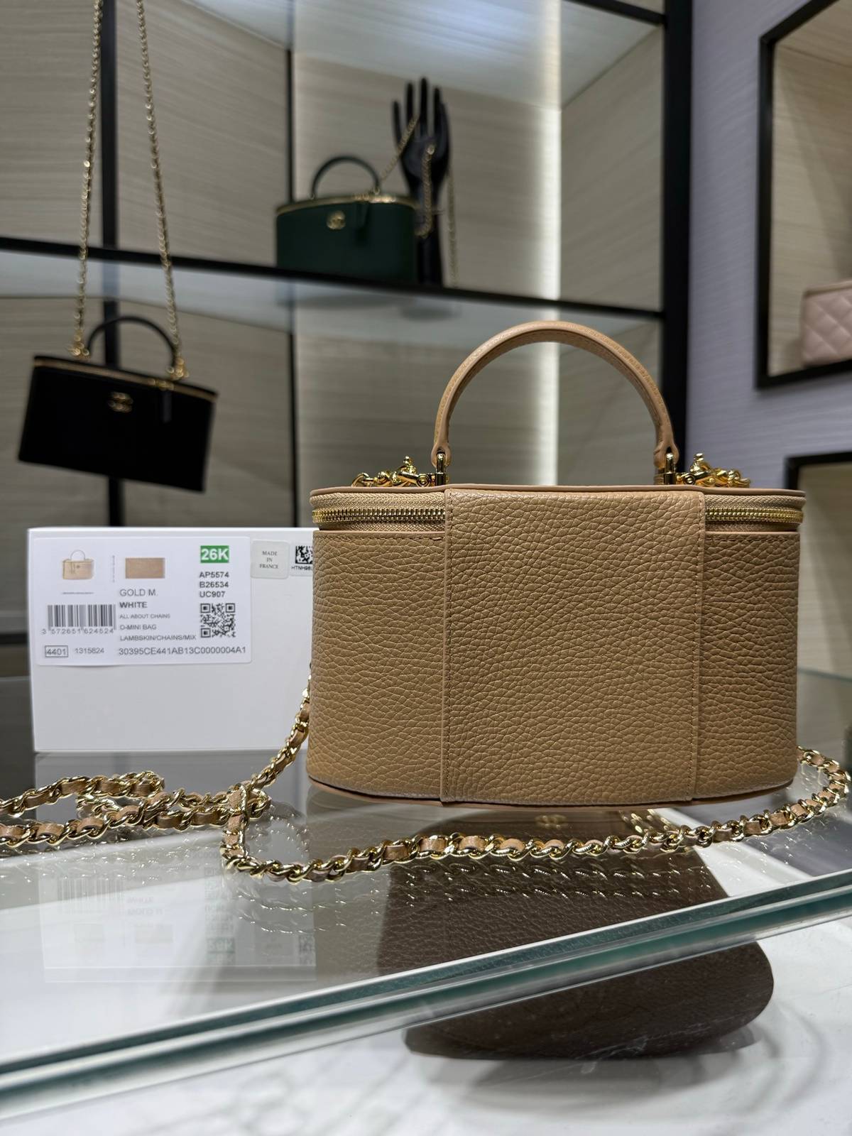 シャネル CHANEL バニティバッグ キャビアスキン ミラー付き フラップバッグ ゴールド金具 レディース - 画像 9