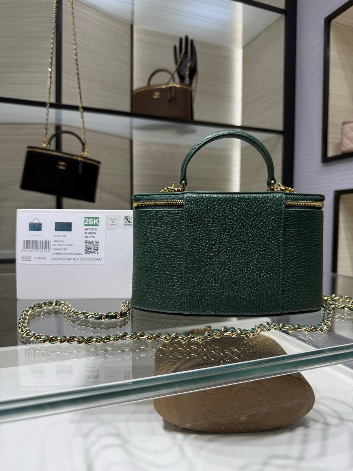 シャネル CHANEL バニティバッグ キャビアスキン ミラー付き フラップバッグ ゴールド金具 レディース - 画像 18