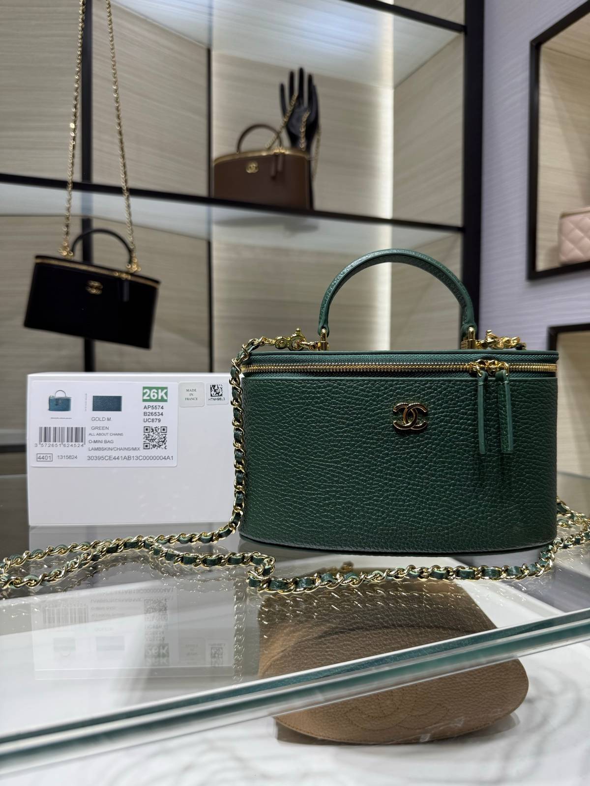 シャネル CHANEL バニティバッグ キャビアスキン ミラー付き フラップバッグ ゴールド金具 レディース - 画像 19