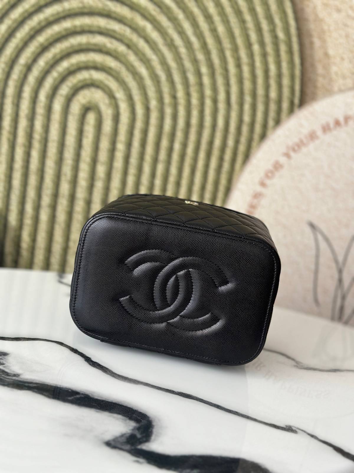 シャネル CHANEL マトラッセ バニティバッグ キャビアスキン ゴールド金具 ミラー付き レディース - 画像 6
