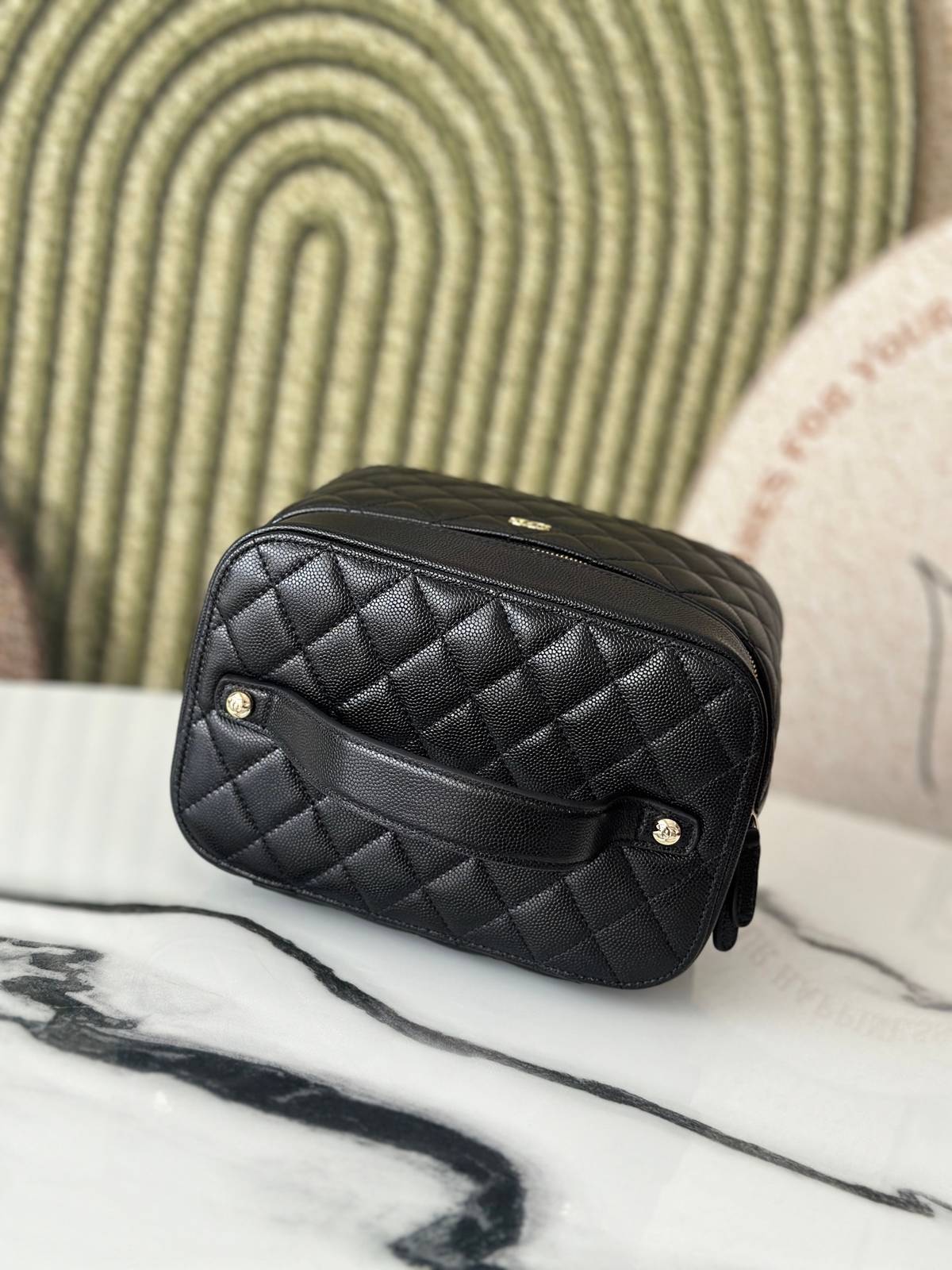 シャネル CHANEL マトラッセ バニティバッグ キャビアスキン ゴールド金具 ミラー付き レディース - 画像 7