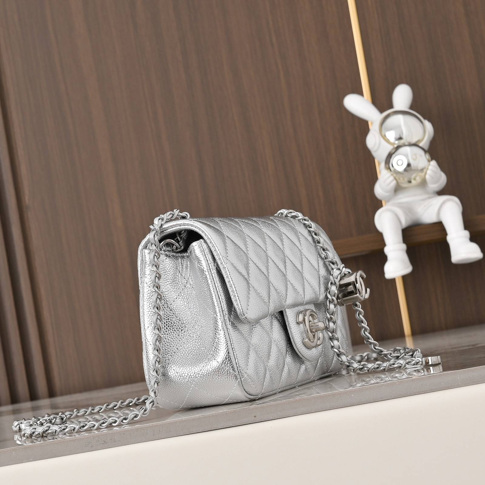 シャネル CHANEL マトラッセ キャビアスキン チェーンショルダーバッグ シルバー金具 レディース - 画像 9