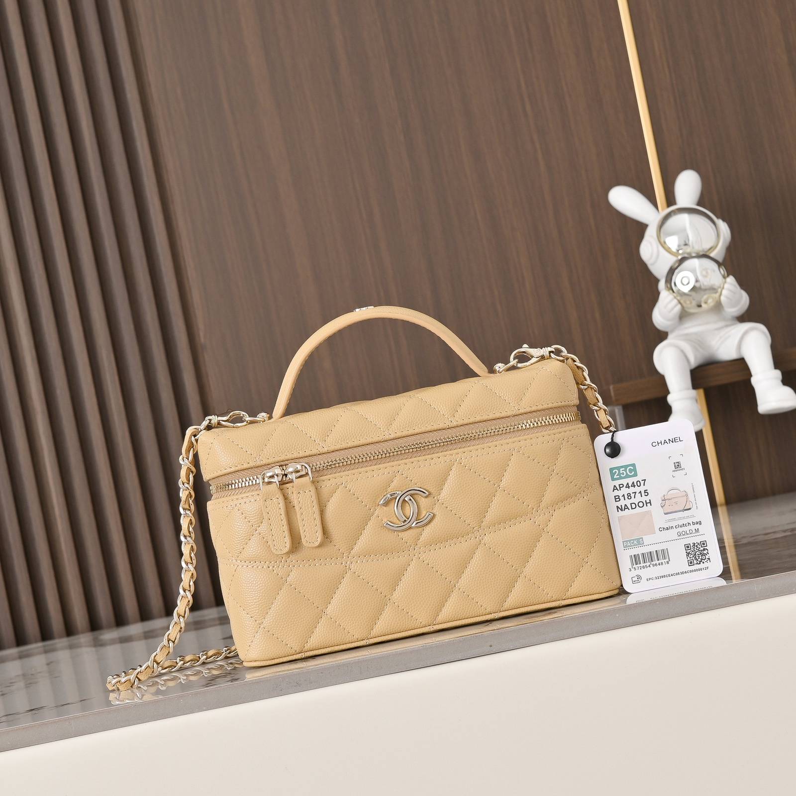 シャネル CHANEL マトラッセ ハンドバッグ キャビアスキン ゴールド金具 フラップバッグ レザー編み込みチェーン - 画像 10