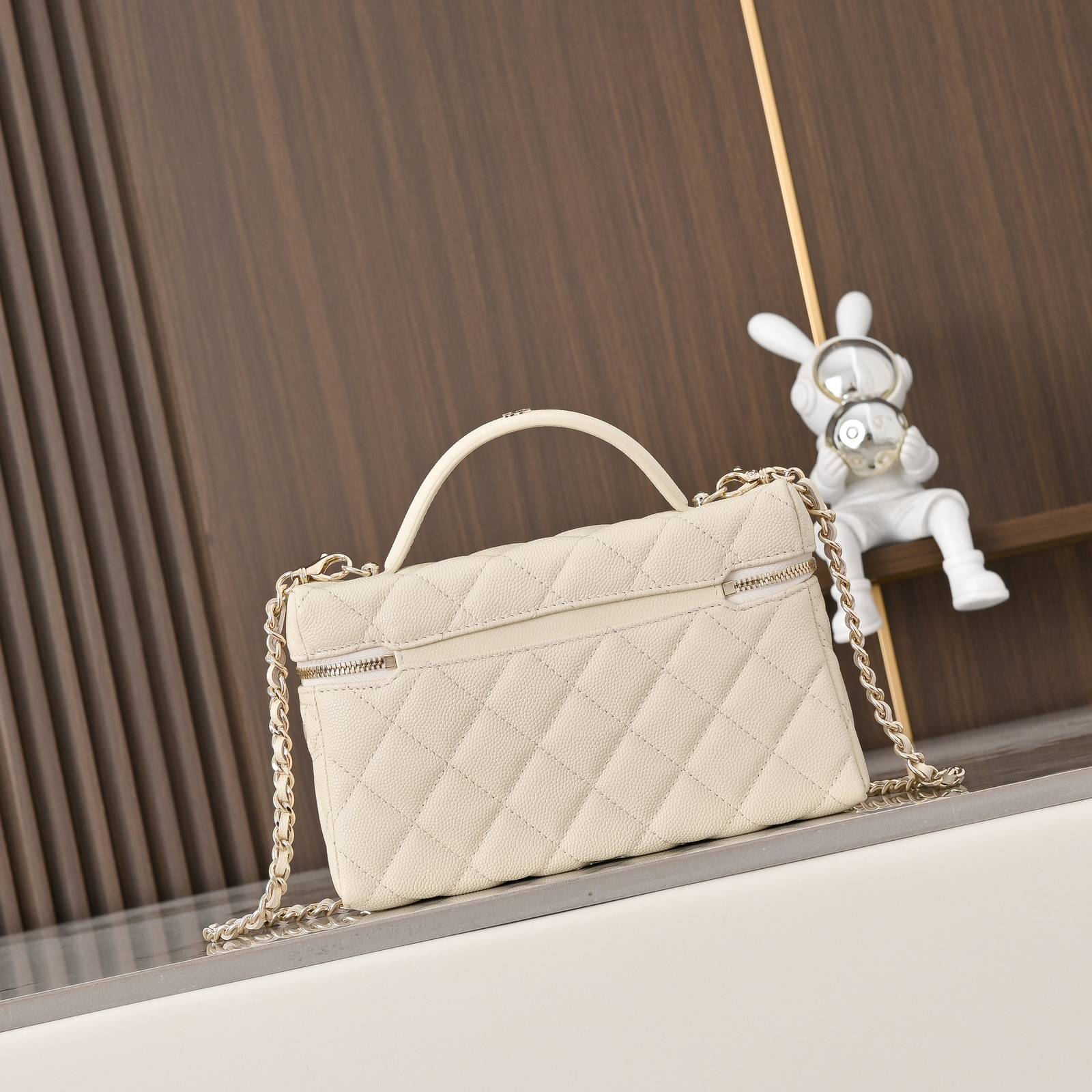 シャネル CHANEL マトラッセ ハンドバッグ キャビアスキン ゴールド金具 フラップバッグ レザー編み込みチェーン - 画像 17