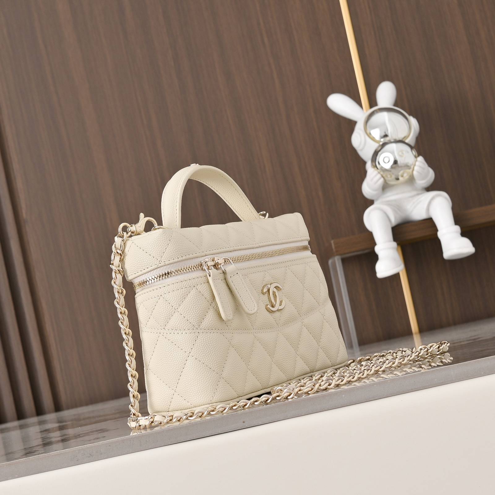 シャネル CHANEL マトラッセ ハンドバッグ キャビアスキン ゴールド金具 フラップバッグ レザー編み込みチェーン - 画像 18