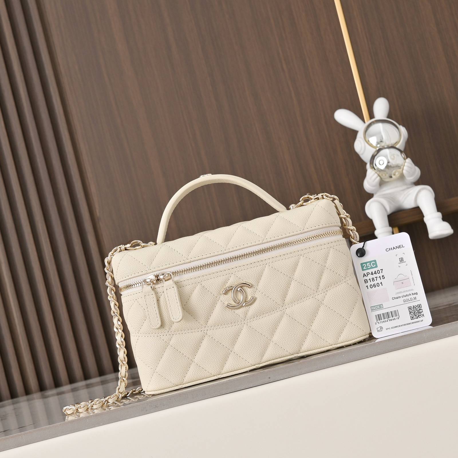 シャネル CHANEL マトラッセ ハンドバッグ キャビアスキン ゴールド金具 フラップバッグ レザー編み込みチェーン - 画像 19