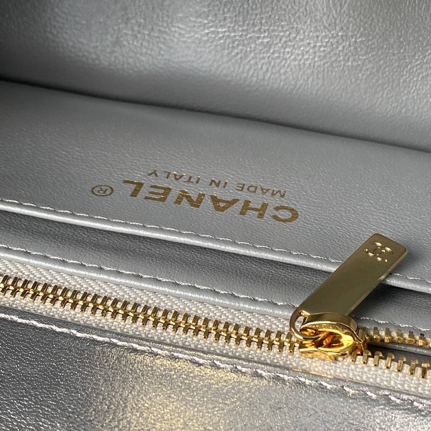 シャネル CHANEL マトラッセ ミニフラップバッグ キャビアスキン ゴールド金具 レザー編み込みチェーン ファスナー - 画像 2