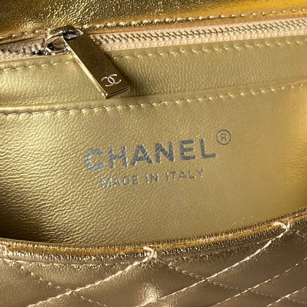 シャネル CHANEL マトラッセ ミニフラップバッグ キャビアスキン ゴールド金具 レザー編み込みチェーン ファスナー - 画像 11