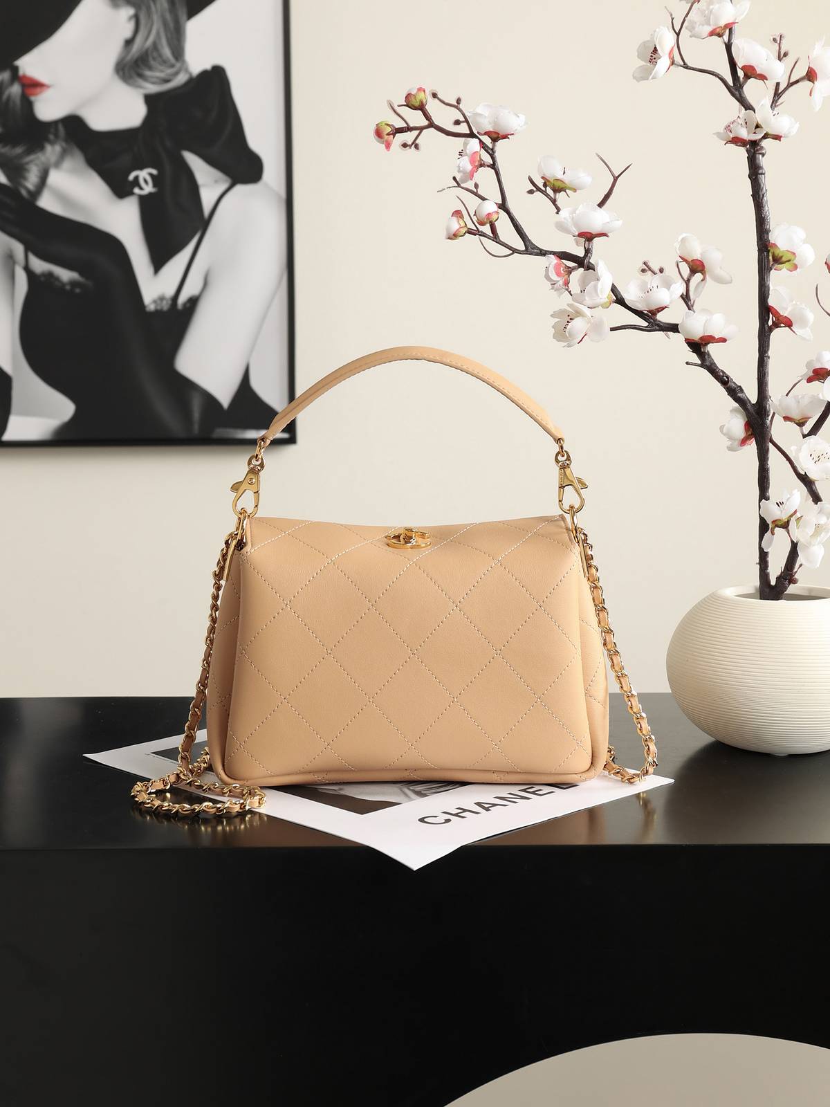 シャネル 6255 マトラッセ ラムスキン フラップバッグ ゴールド金具 クロスボディ レディース ブラック ピンク ホ - 画像 16