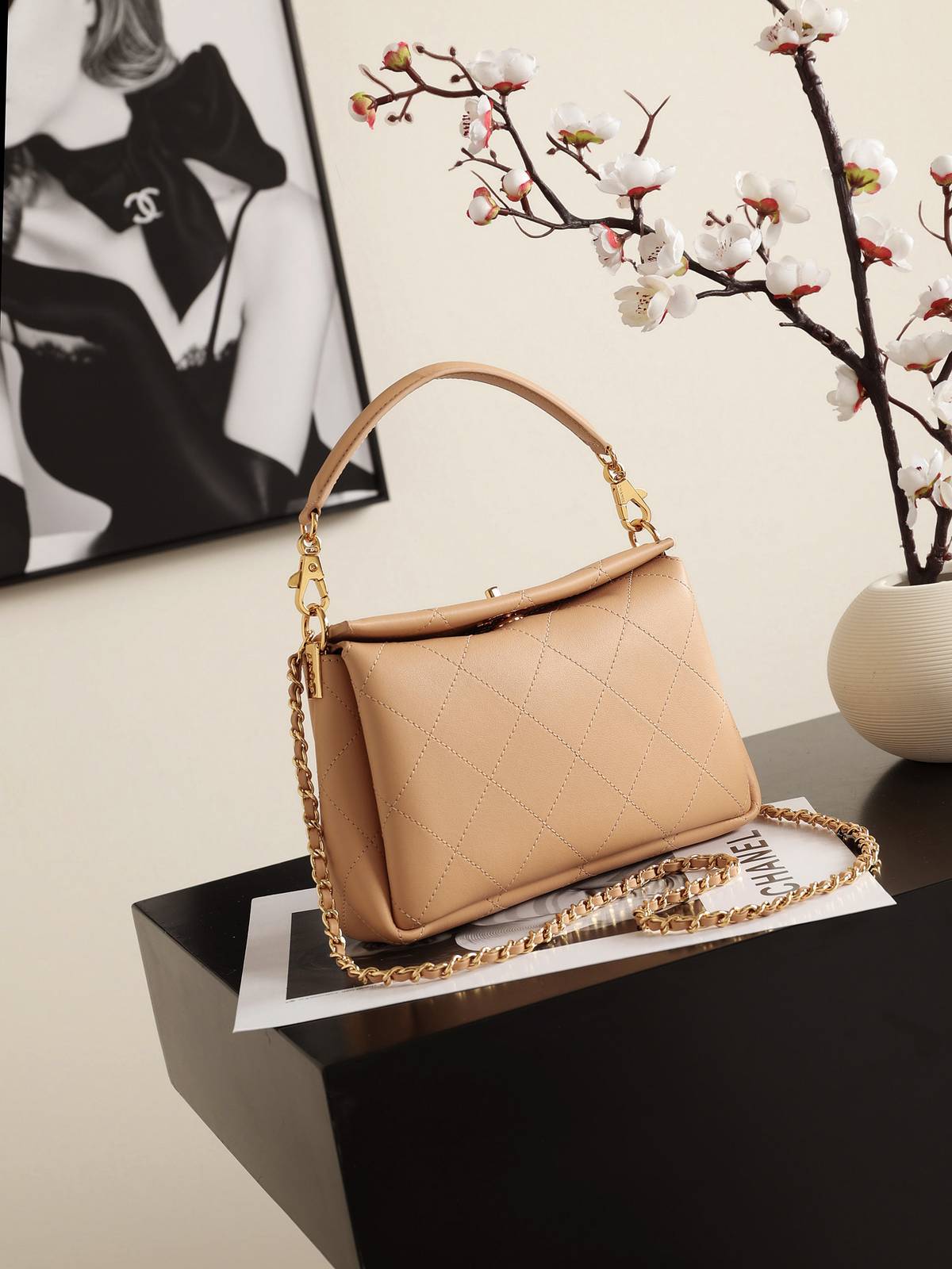 シャネル 6255 マトラッセ ラムスキン フラップバッグ ゴールド金具 クロスボディ レディース ブラック ピンク ホ - 画像 18