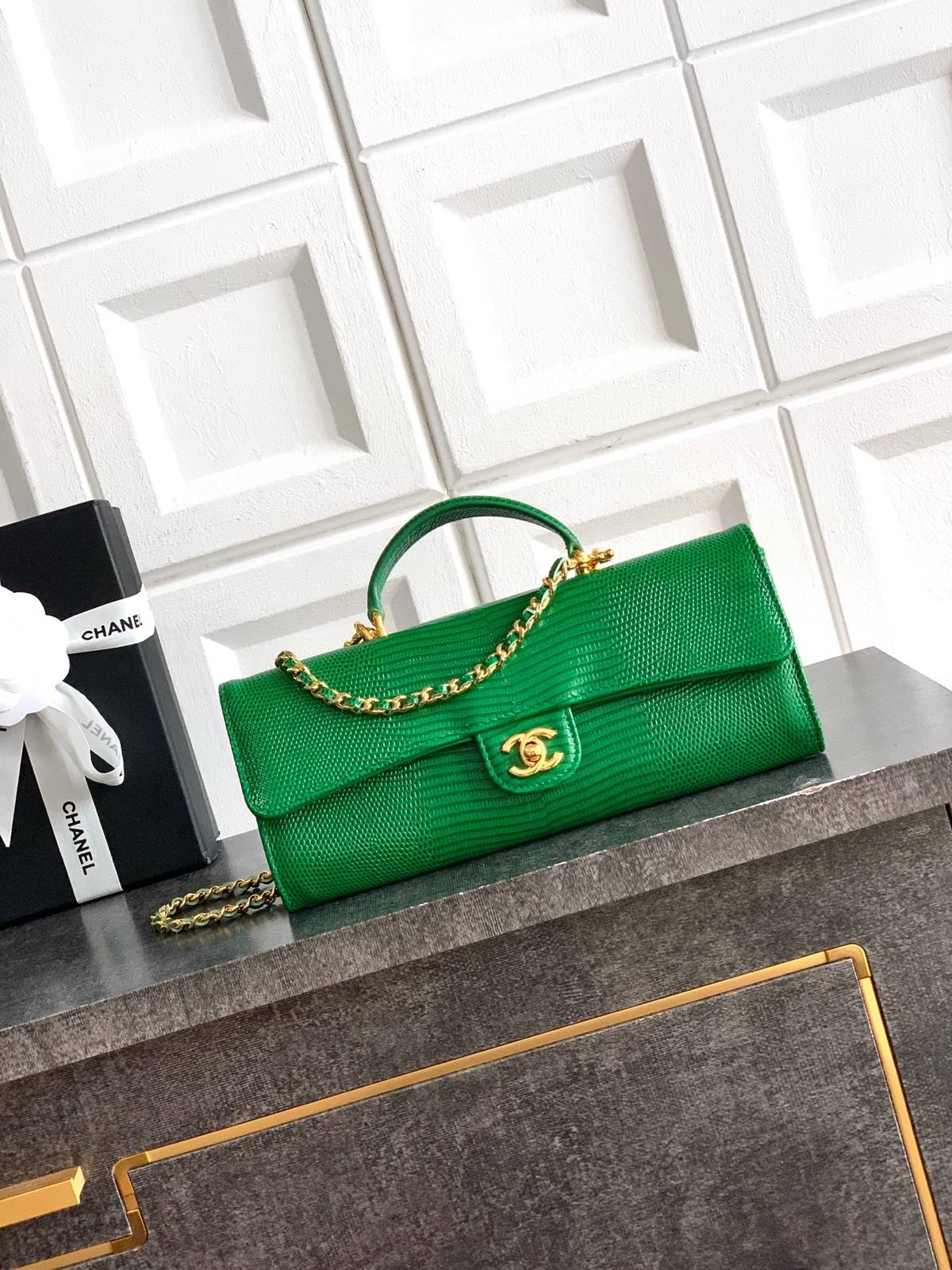 シャネル CHANEL マトラッセ フラップバッグ キャビアスキン ゴールド金具 レザー編み込みチェーン ショルダーバッ - 画像 10