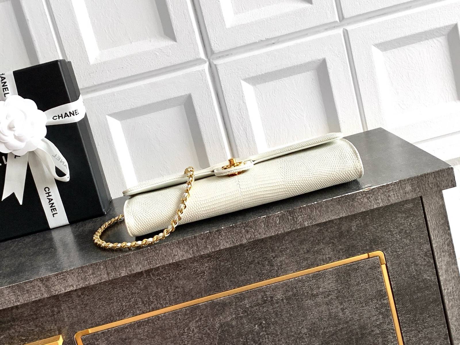 シャネル CHANEL マトラッセ フラップバッグ キャビアスキン ゴールド金具 レザー編み込みチェーン ショルダーバッ - 画像 16